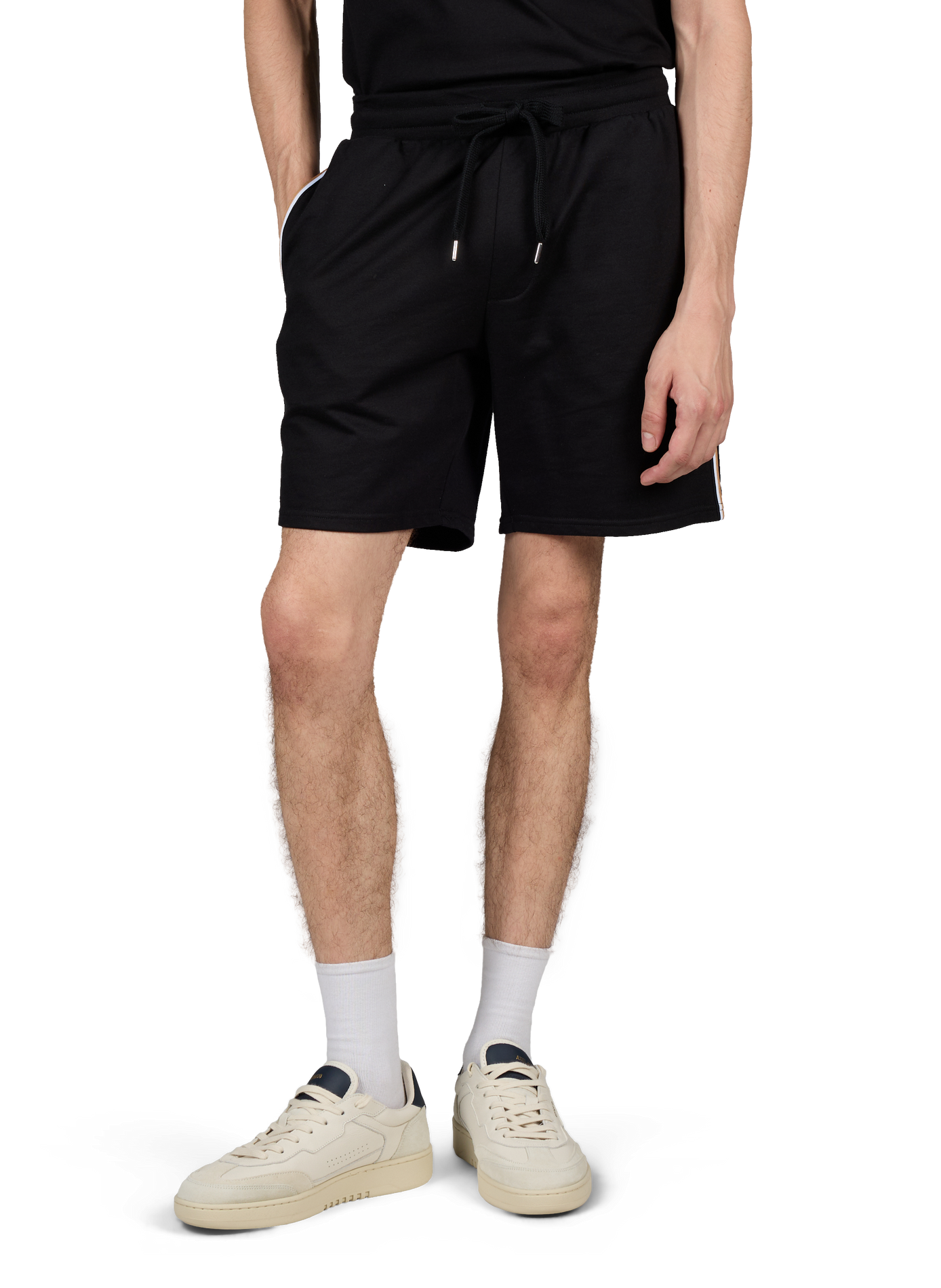 Gestreifte Baumwollshorts BOSS Schwarz