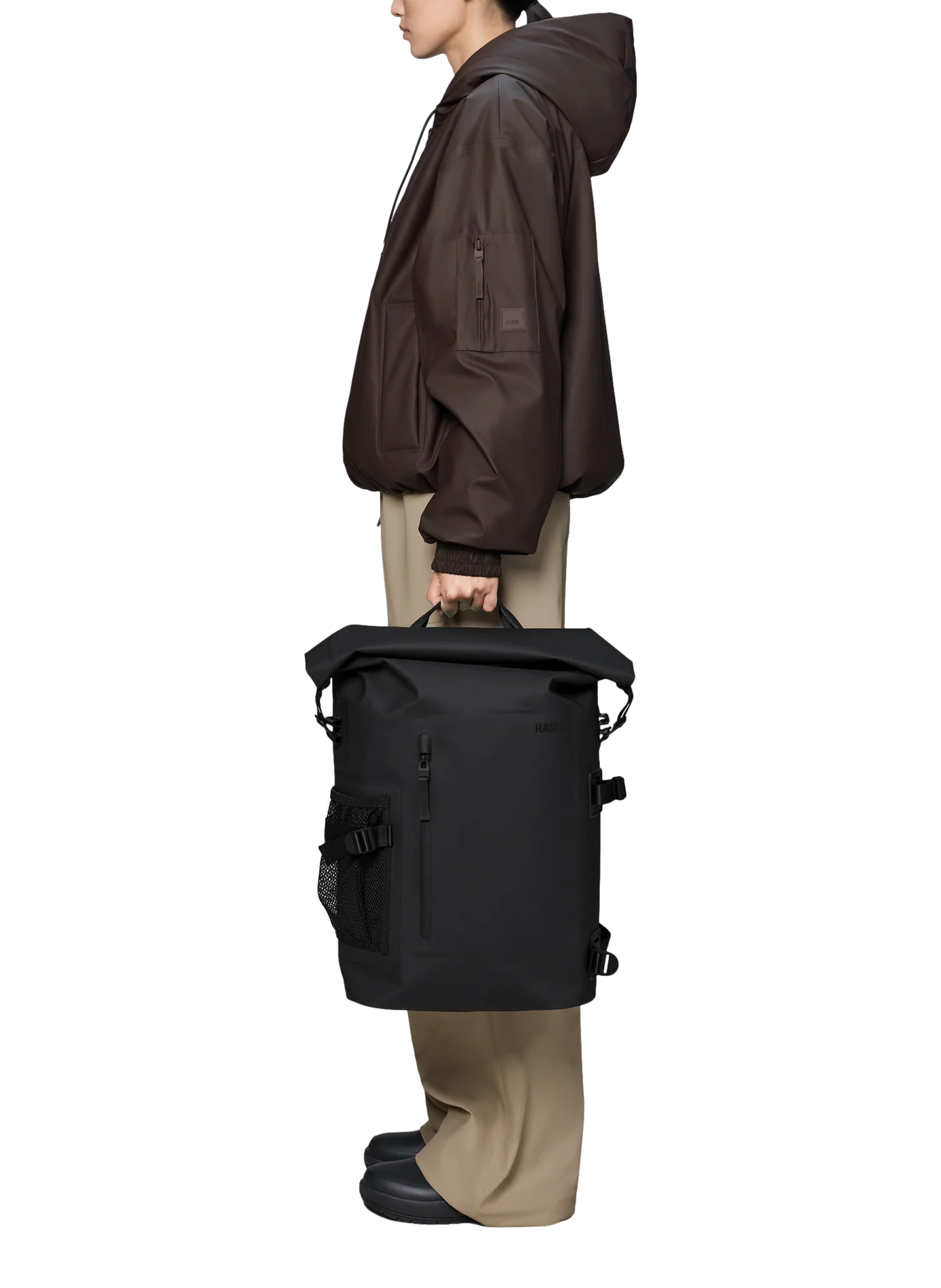 Waterproof zippered backpack RAINS Black