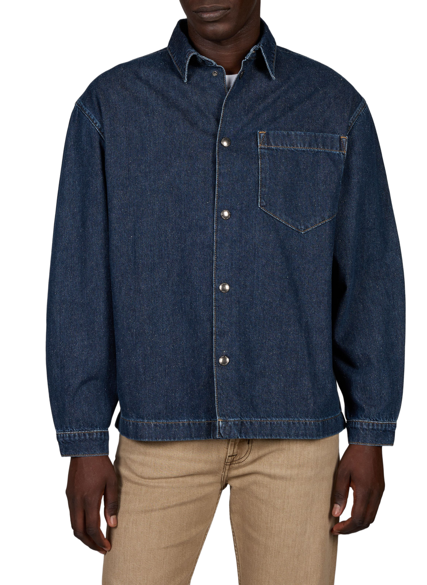 Oversized denim shirt in cotton and silk 7 FOR ALL MANKIND Blue