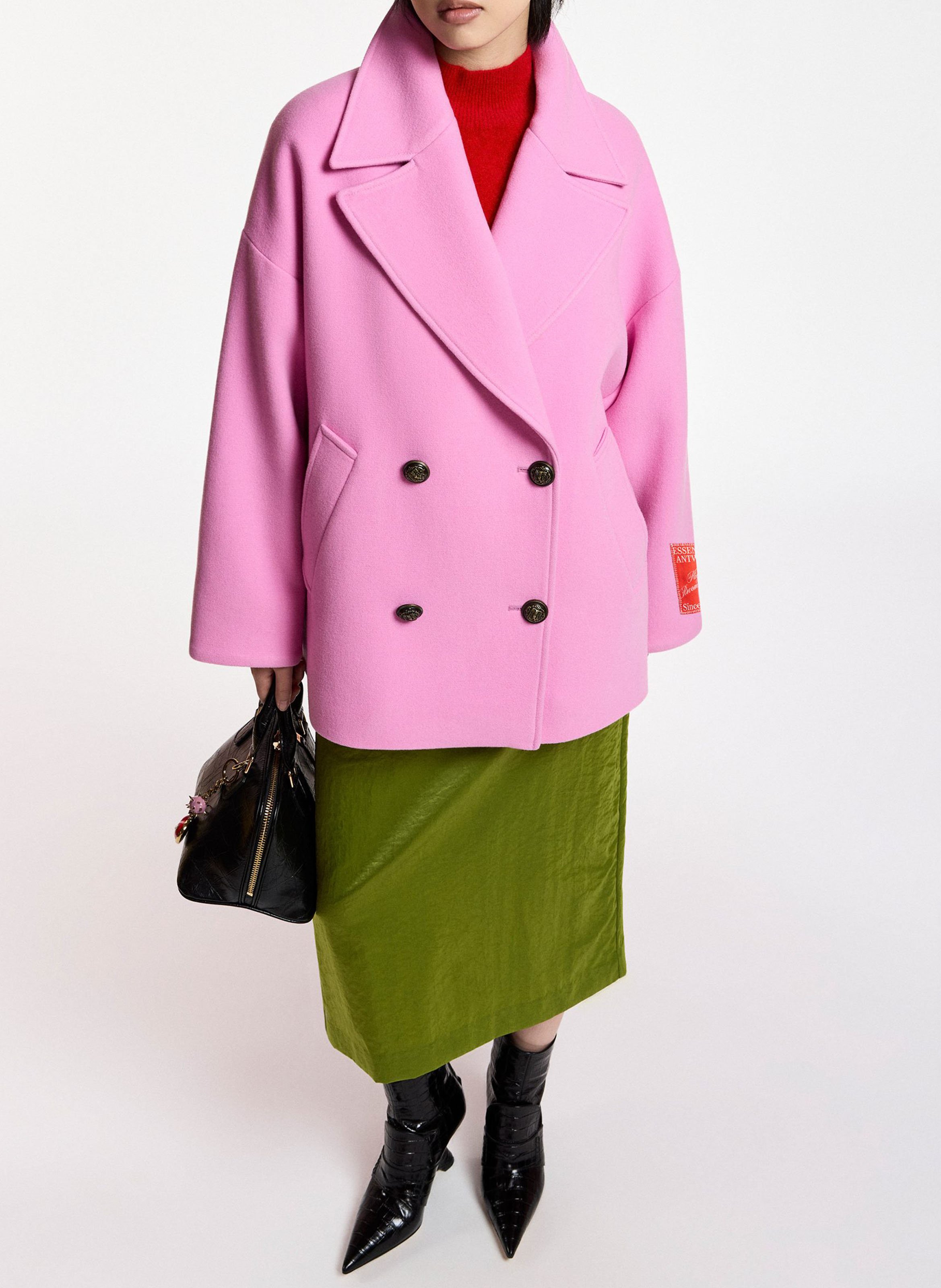 Manteau col taileur en laine kidney ESSENTIEL ANTWERP Rose