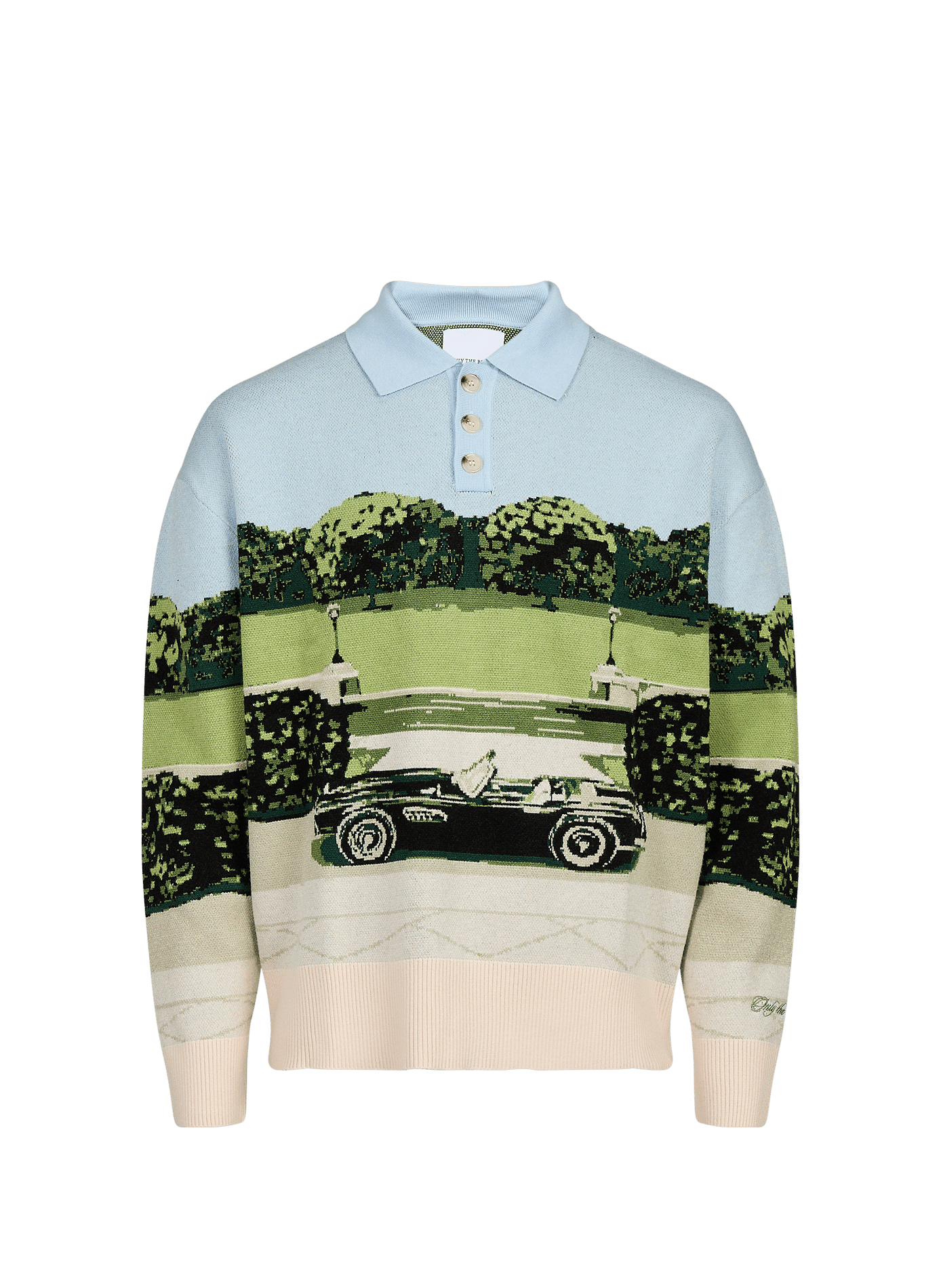 Langarm bedrucktes Poloshirt ONLY THE BLIND Blau