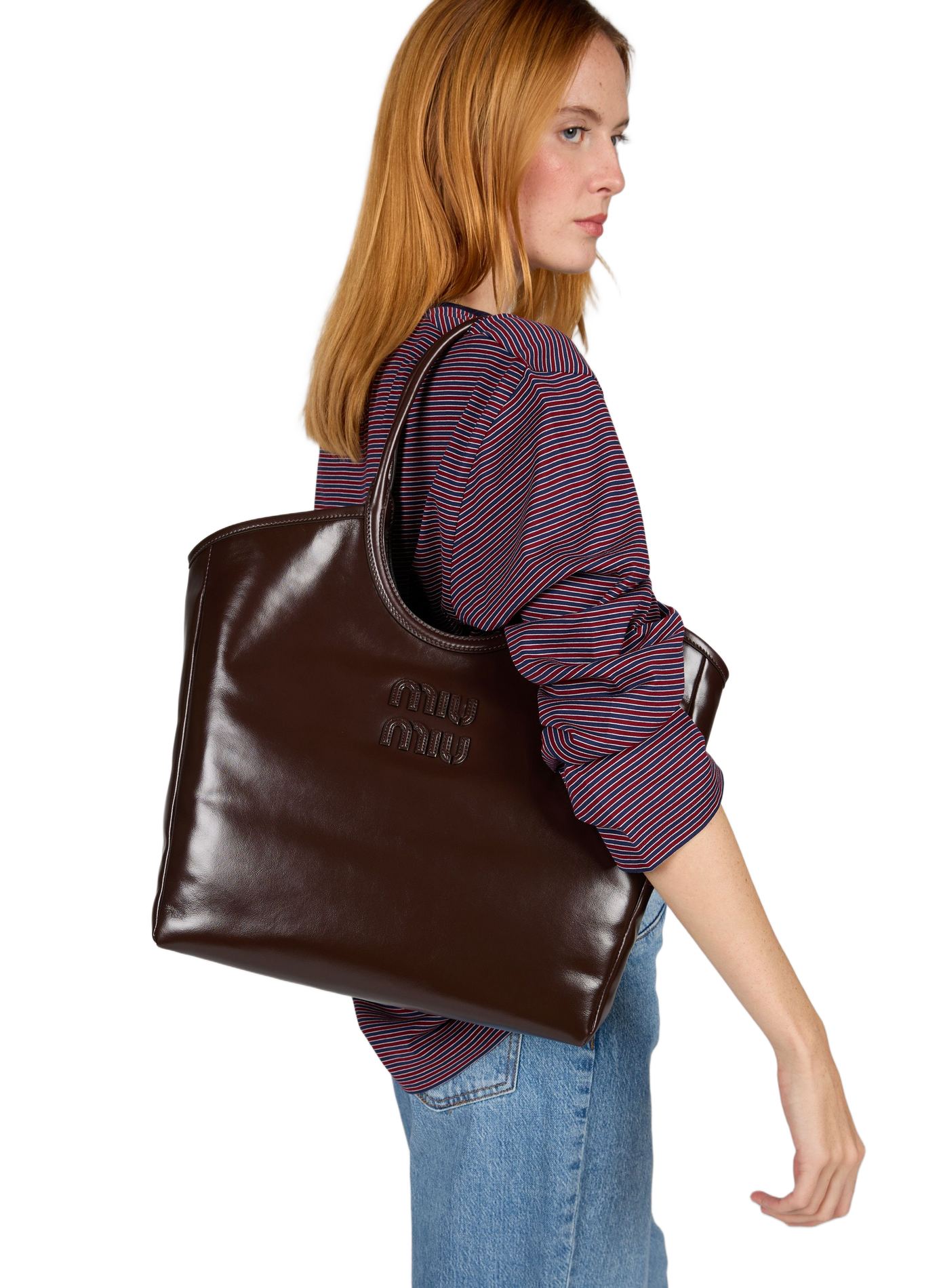 Ivy-tas van leer MIU MIU Bruin