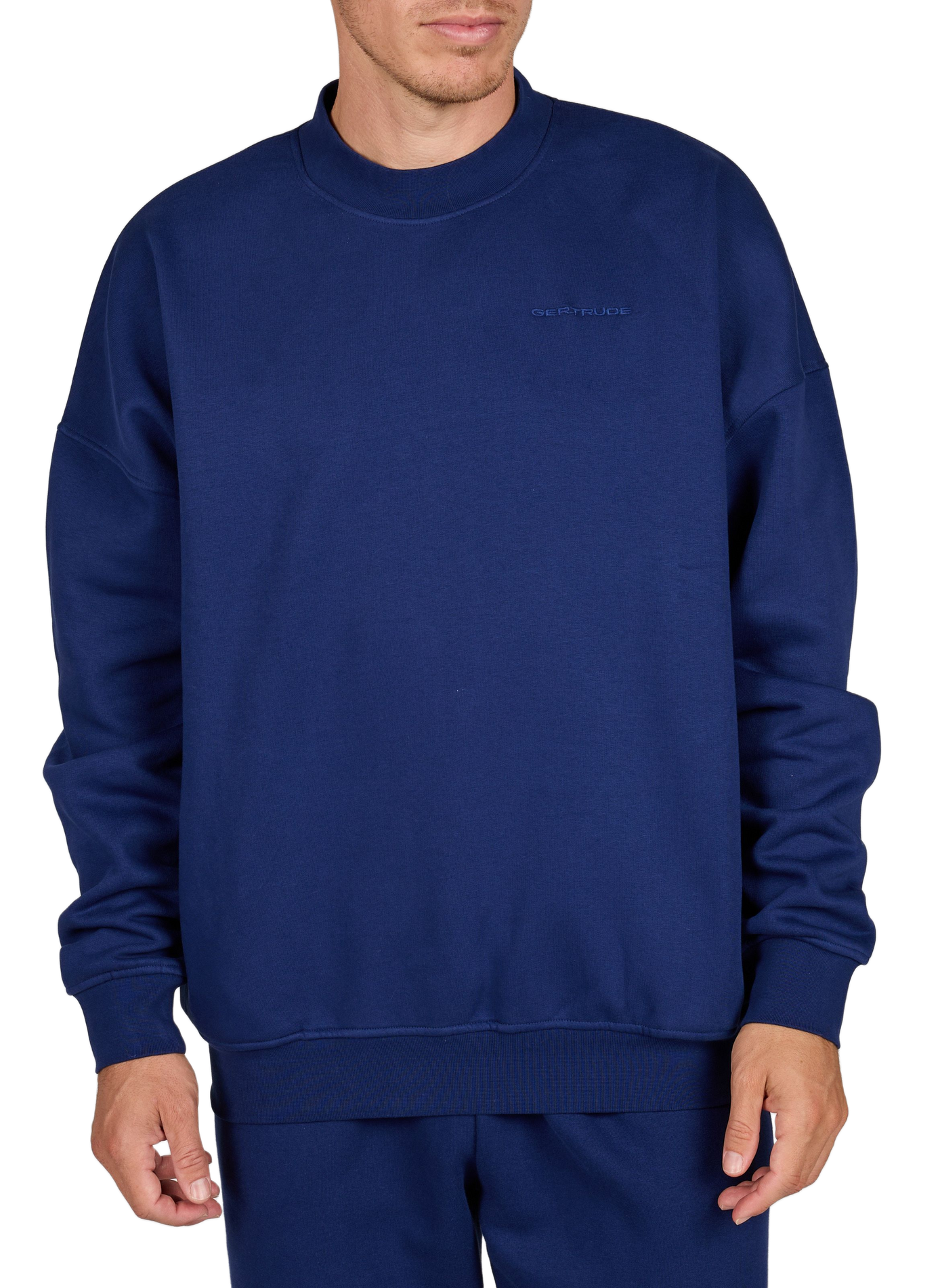 Oversize Rundhalsausschnitt Pullover aus Baumwollmischung GERTRUDE Blau