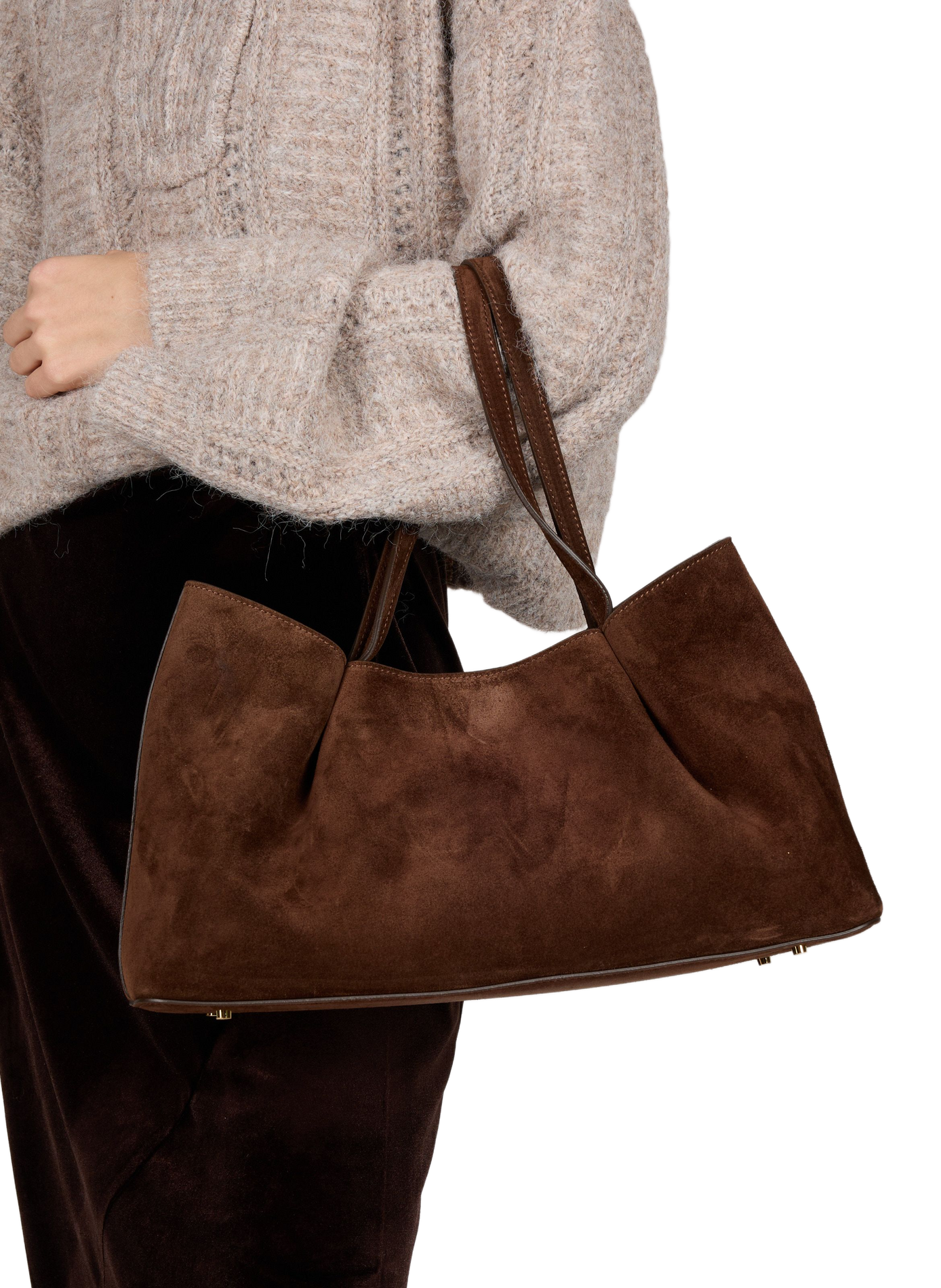 Dimple Tote Suede Leather Bag ELLEME Brown