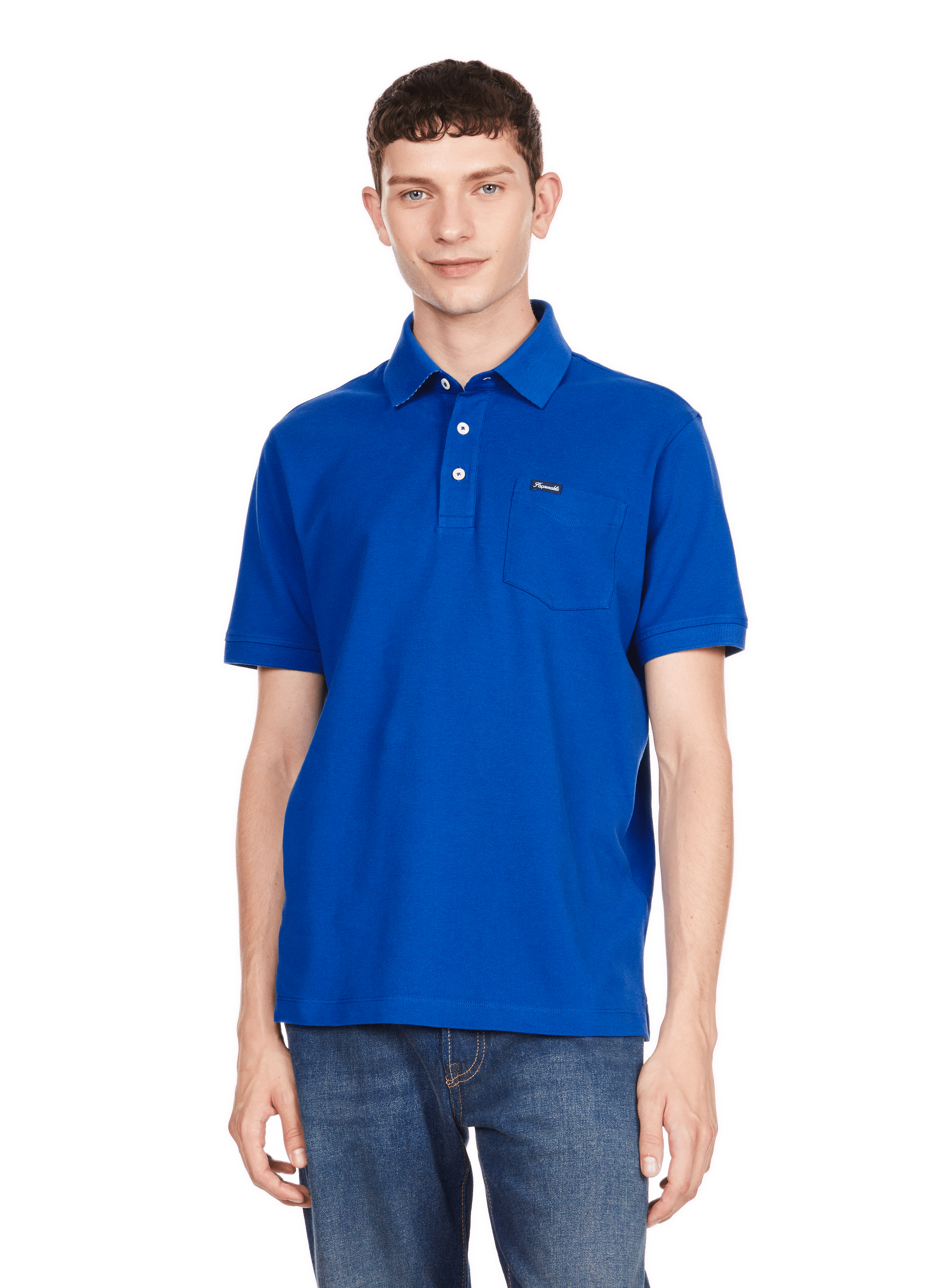 FACONNABLE Polo uni en coton Bleu