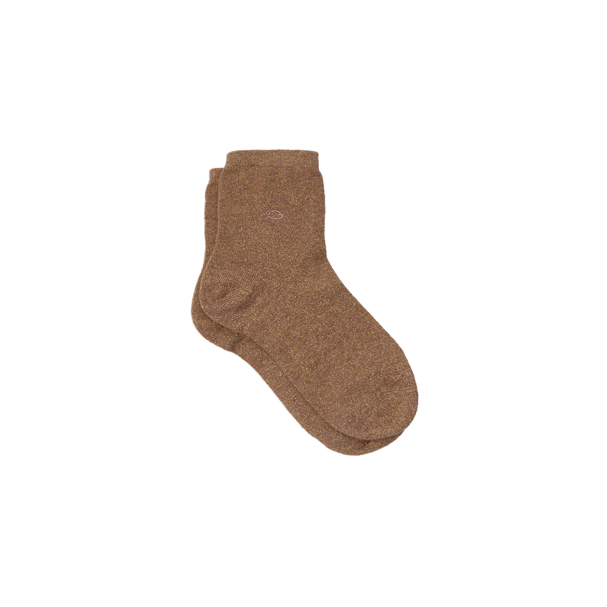 Chaussettes pailletées en coton peigné unies BILLYBELT Marron