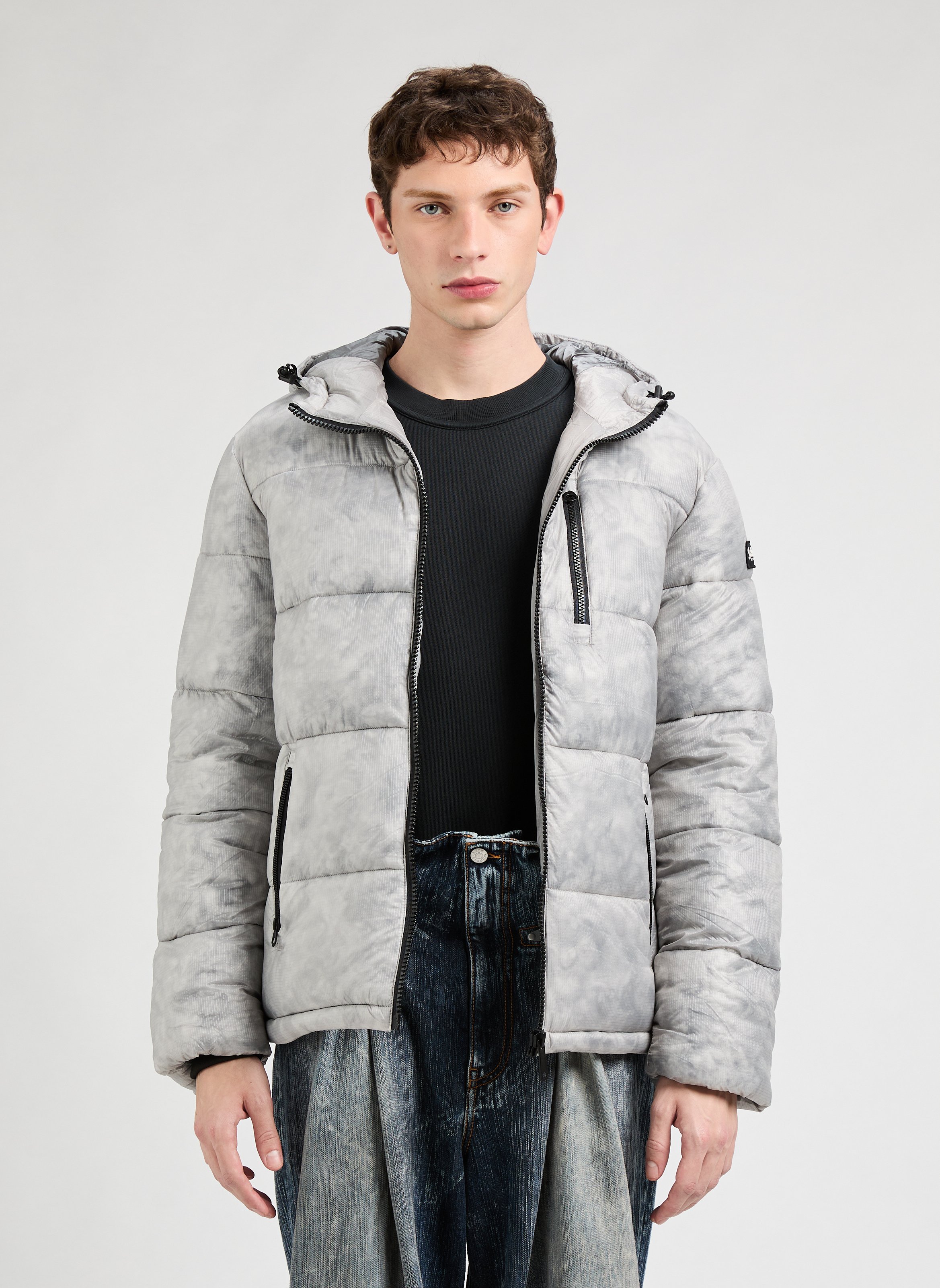 Marbled Effect Puffer Jacket Schott Men Printemps