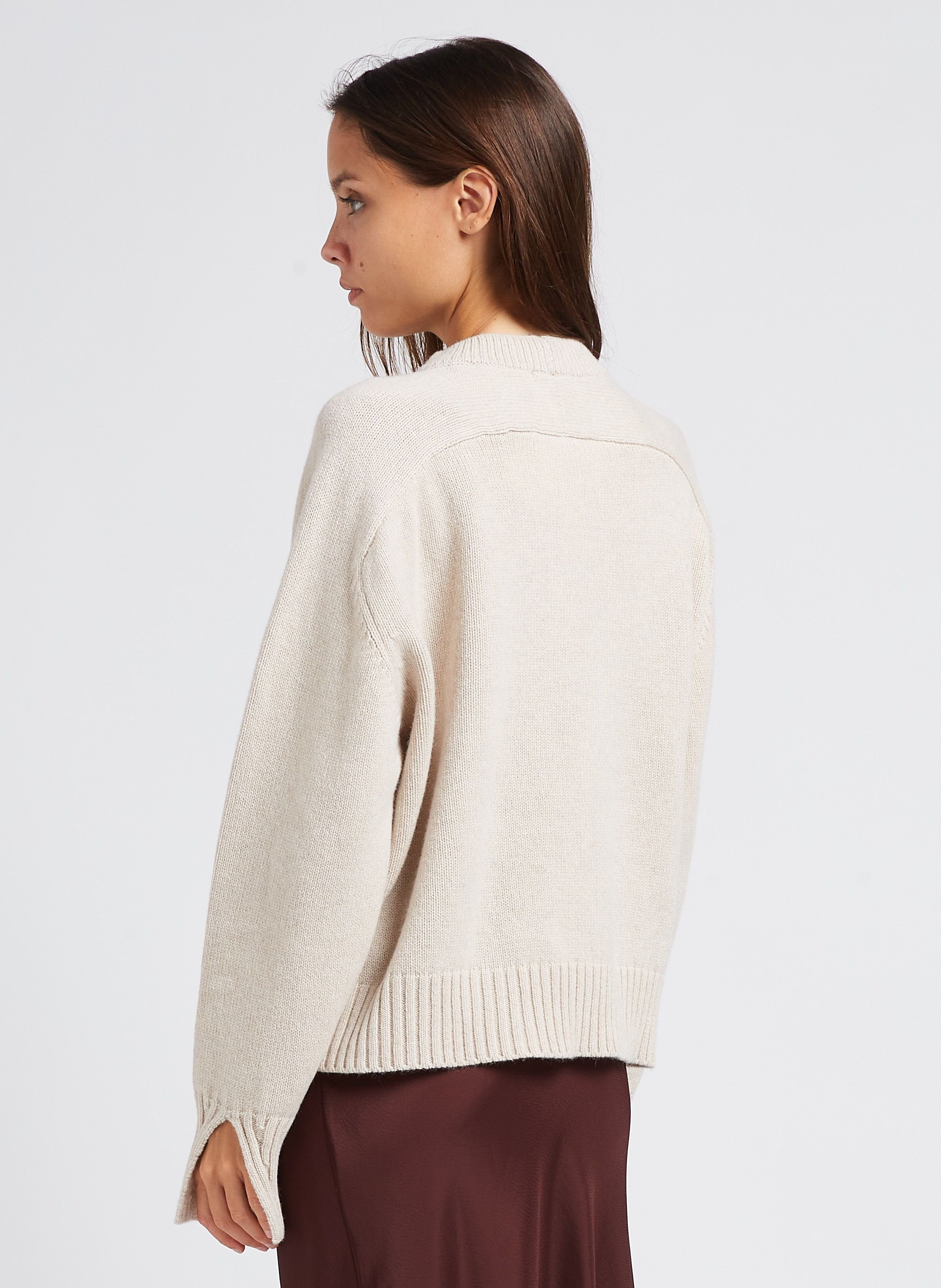 Pull col rond ample en laine will SOEUR Beige