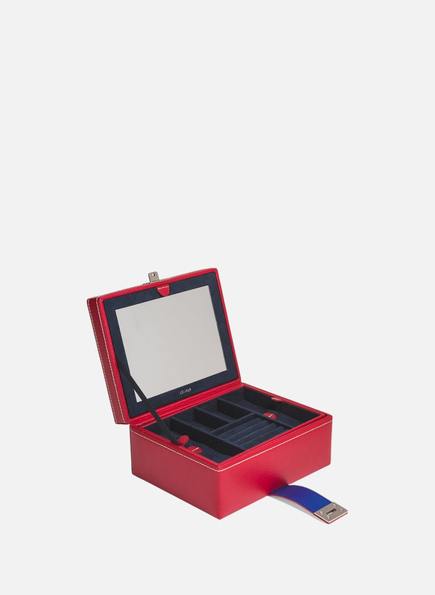 Boîte à bijoux moyen modèle en cuir LE TANNEUR Rouge