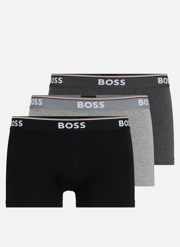 Lot de 3 boxers en coton mélangé Argent by BOSS BOSS Lot de 3 boxers en coton mélangé Argent