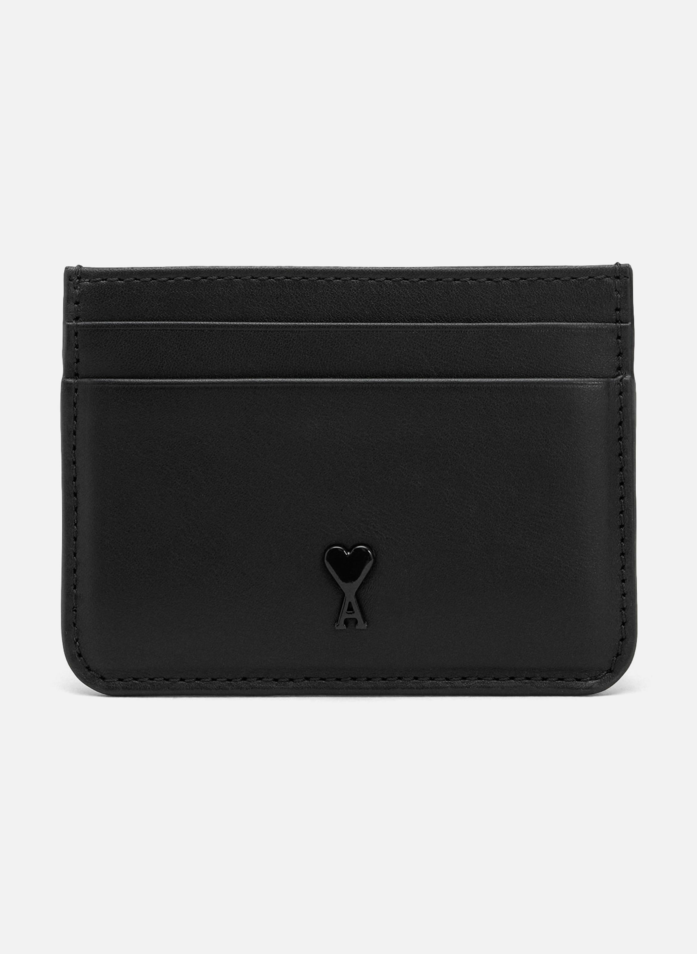 Porte-cartes ami de coeur unisexe en cuir de vachette AMI PARIS Noir