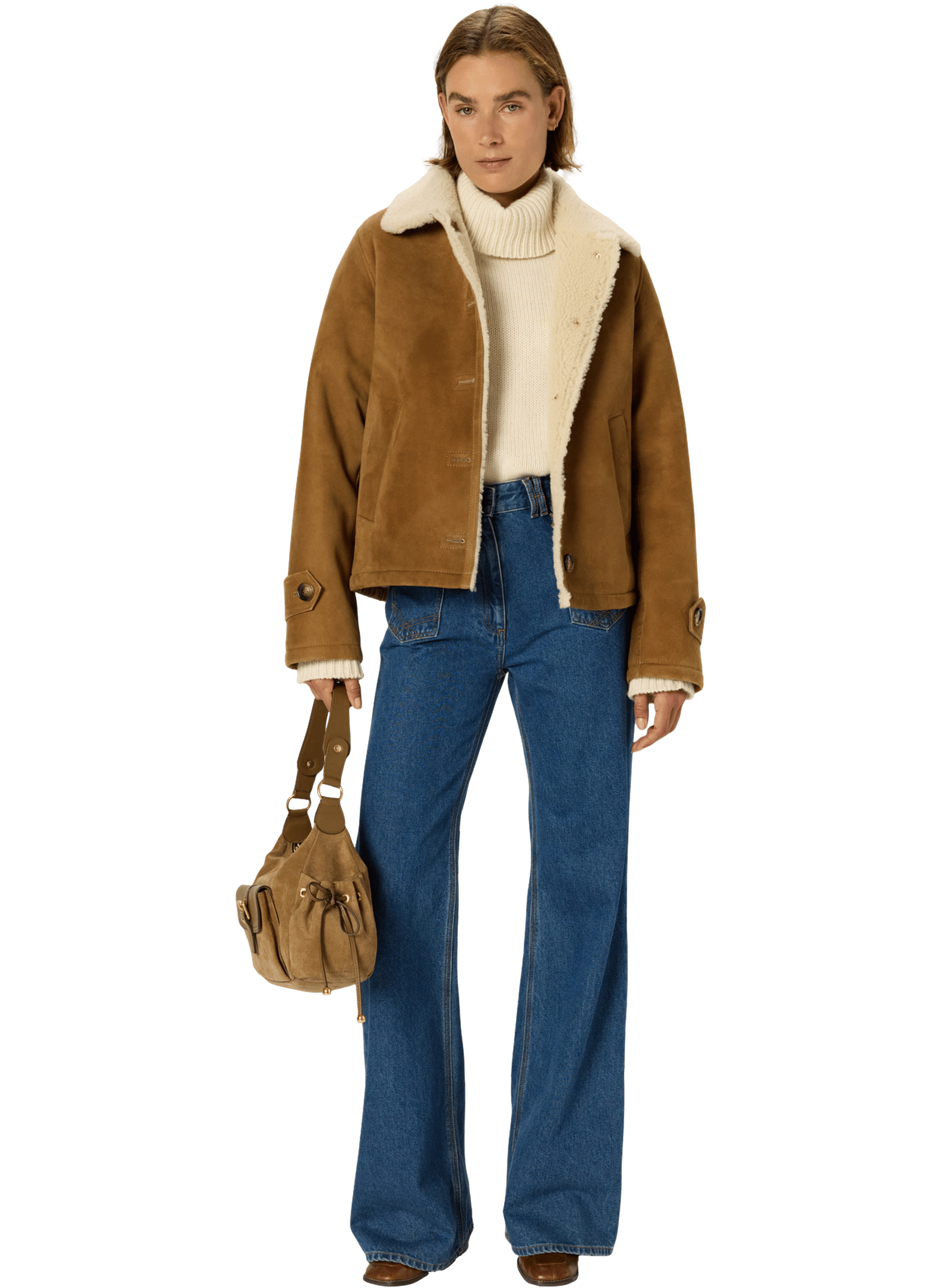 Veste aviateur en peau lainée - nathalie GERARD DAREL Marron