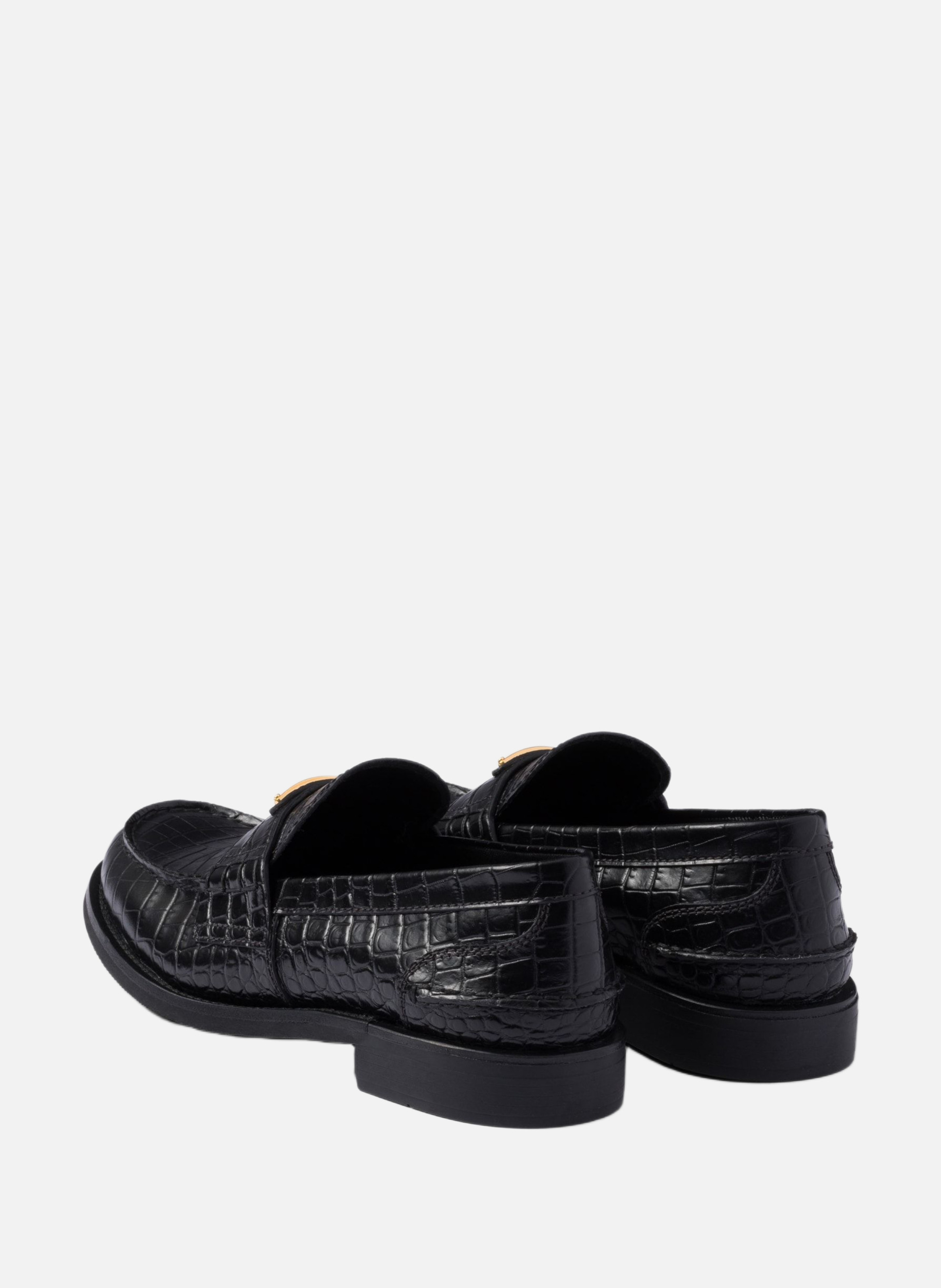 Mocassins en cuir à imprimé coco PRADA Noir
