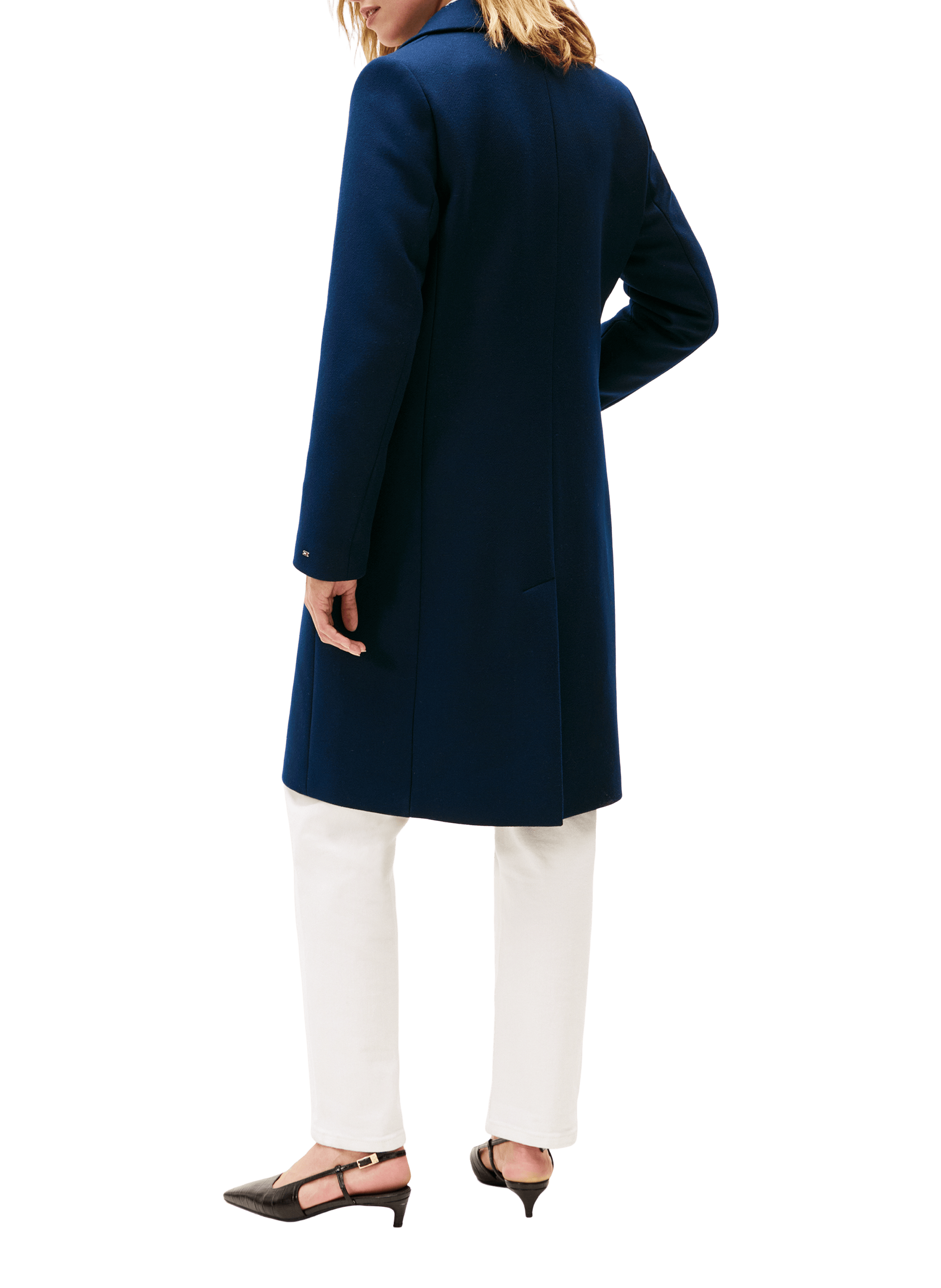Manteau droit avec cachemire TOMMY HILFIGER Bleu