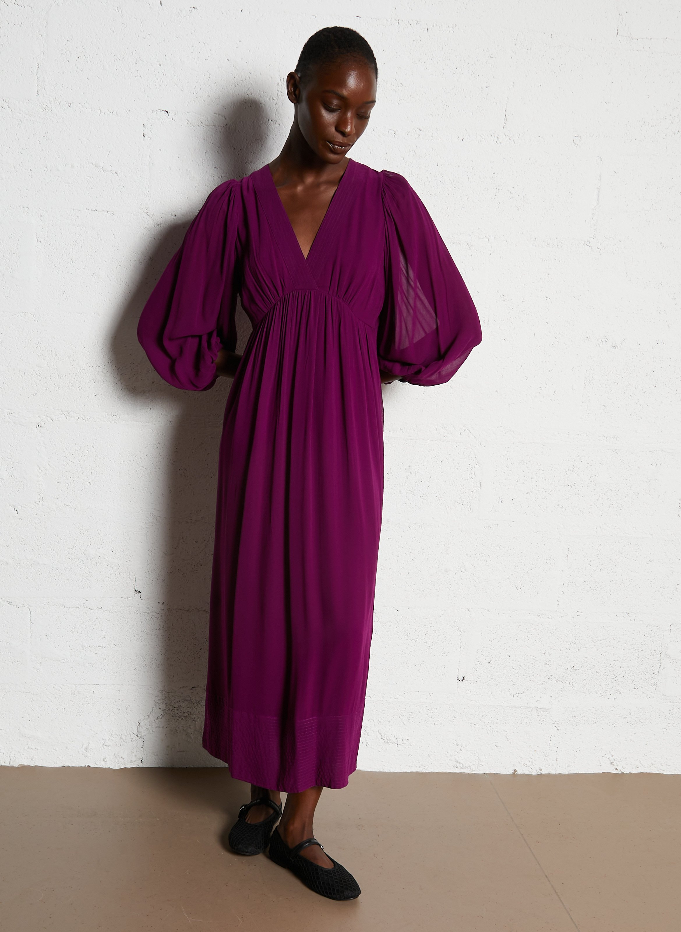 Robe midi col v livia MAISON 123 Violet
