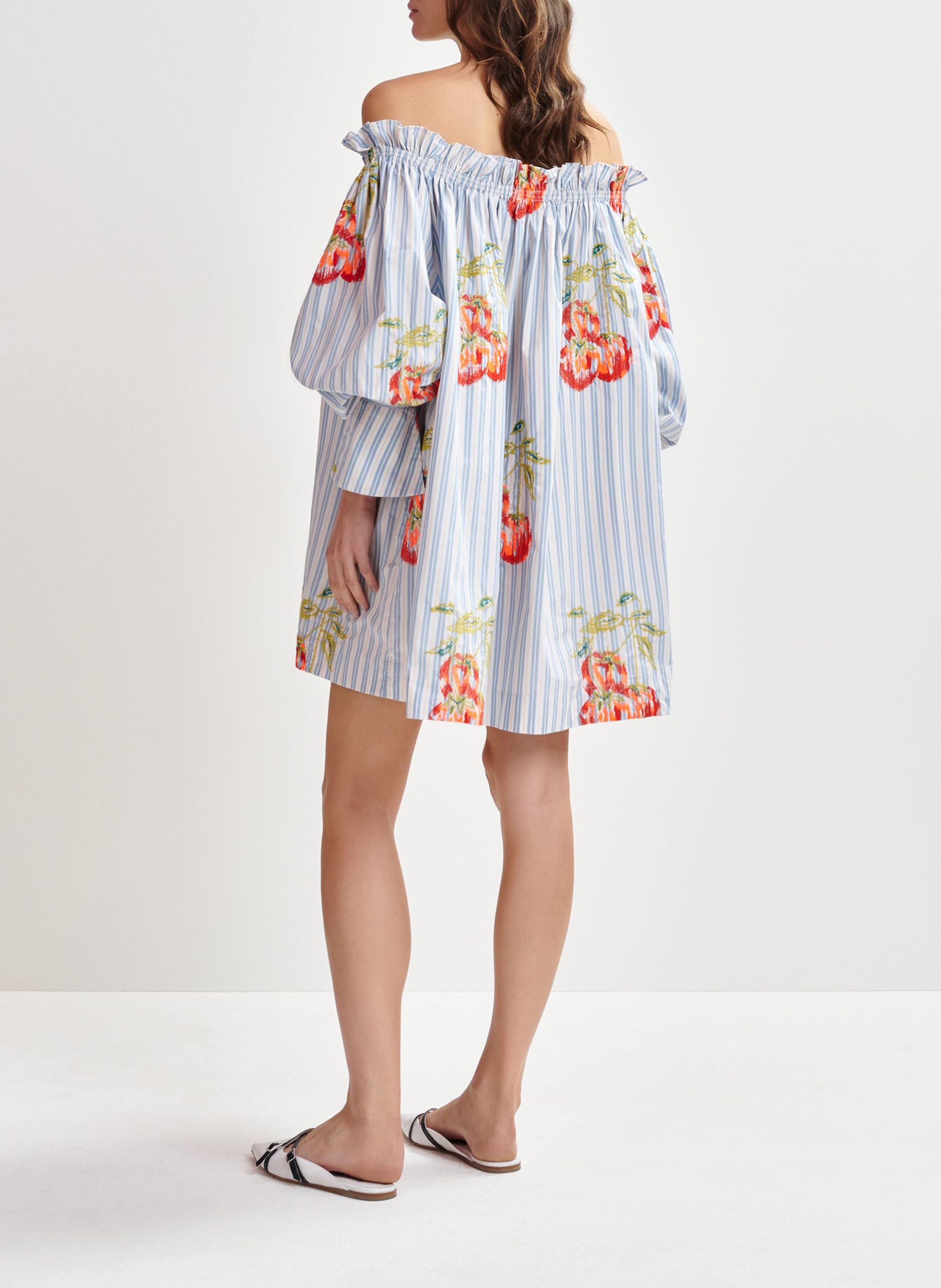 Robe courte épaules dénudées à rayures Ihassachusetts ESSENTIEL ANTWERP Bleu