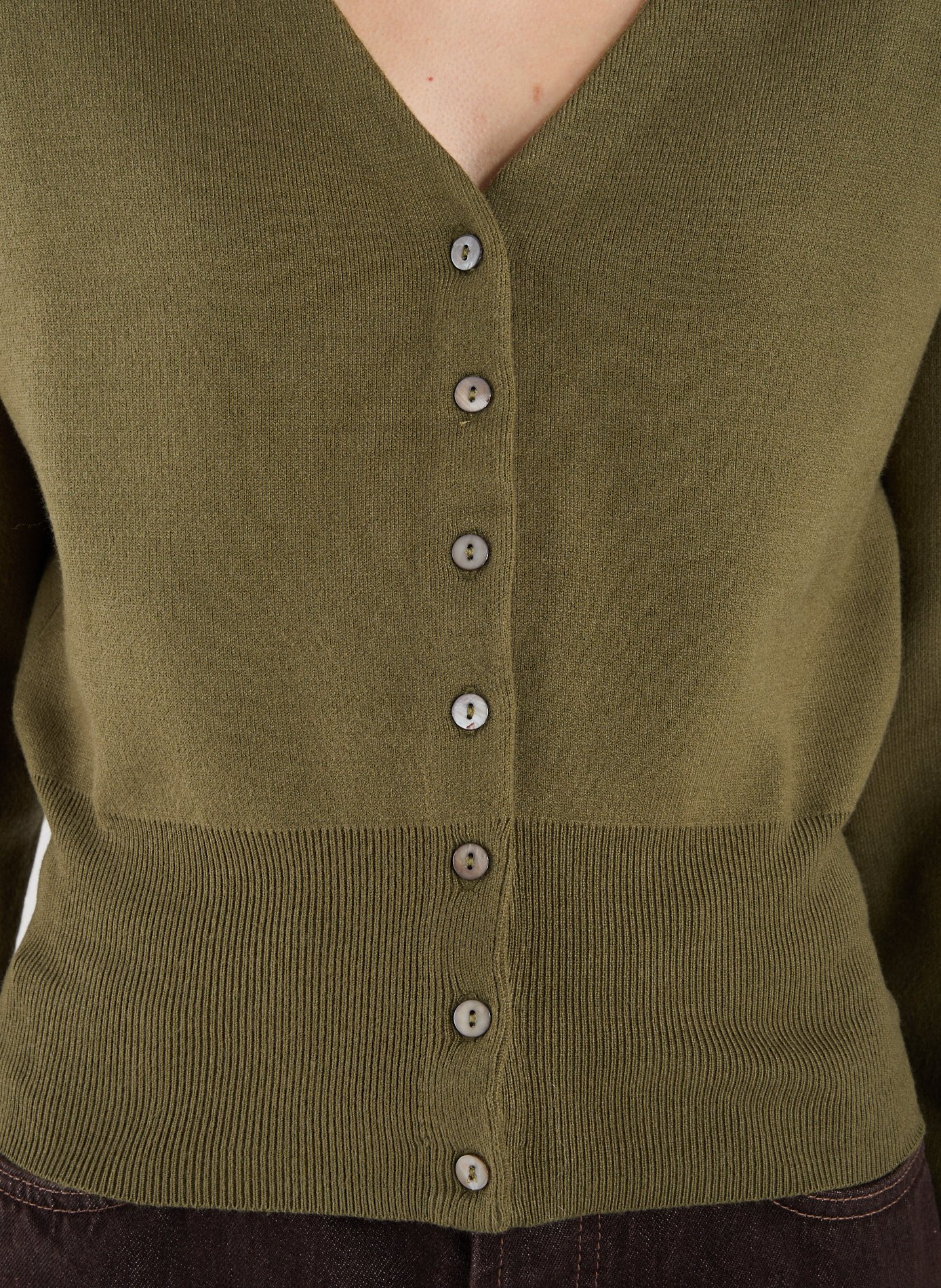 Cardigan cintré encolure V TOPSHOP Vert