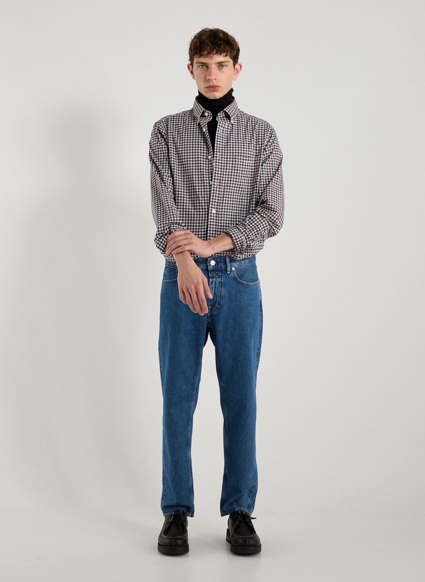 Straight cotton check shirt GANT Brown