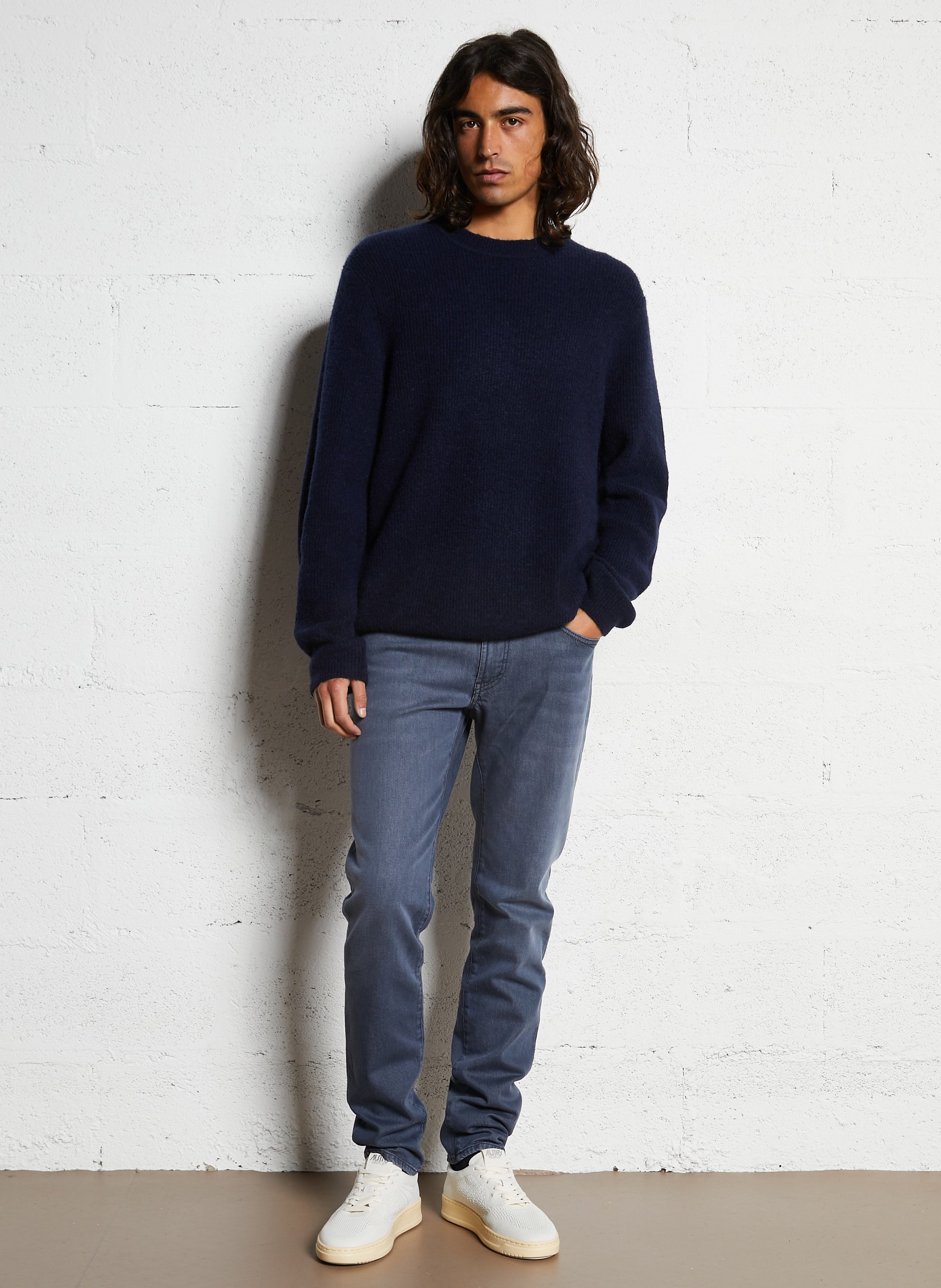 Pull col rond droit en tricot mousseux IKKS Bleu