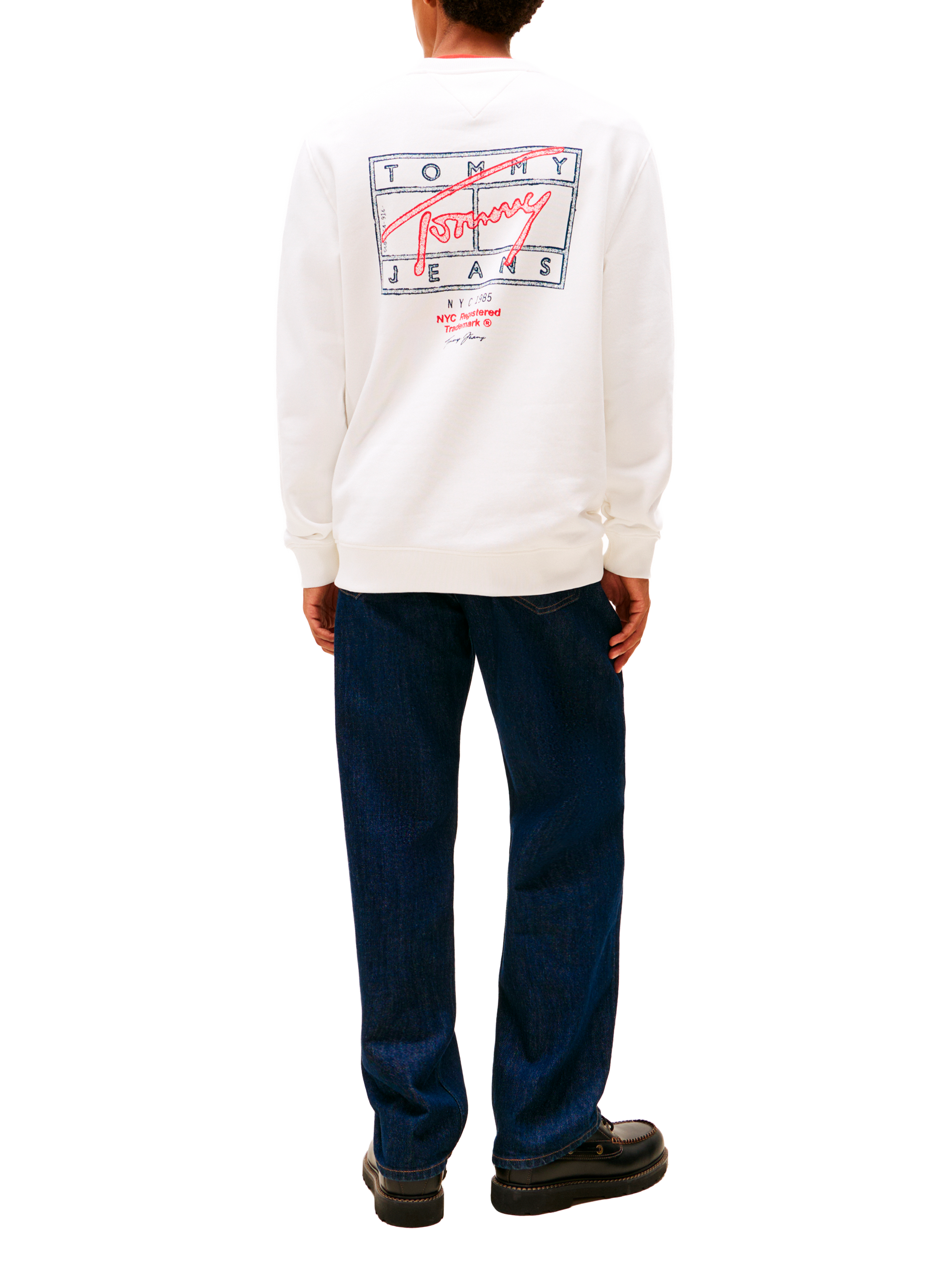 Round neck sweatshirt with patterns TOMMY HILFIGER White