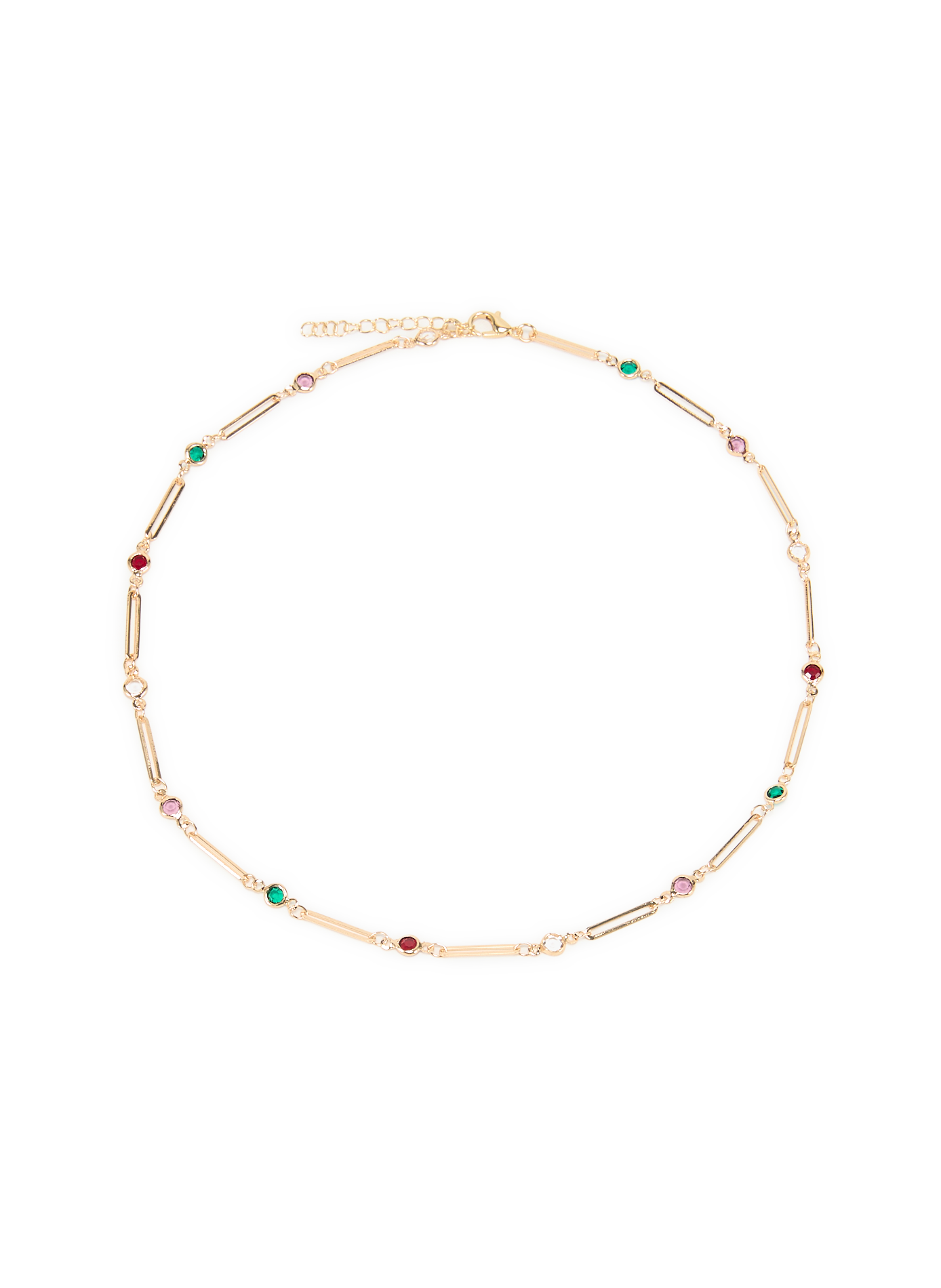 Collier avec pierres en verre AU PRINTEMPS PARIS Doré