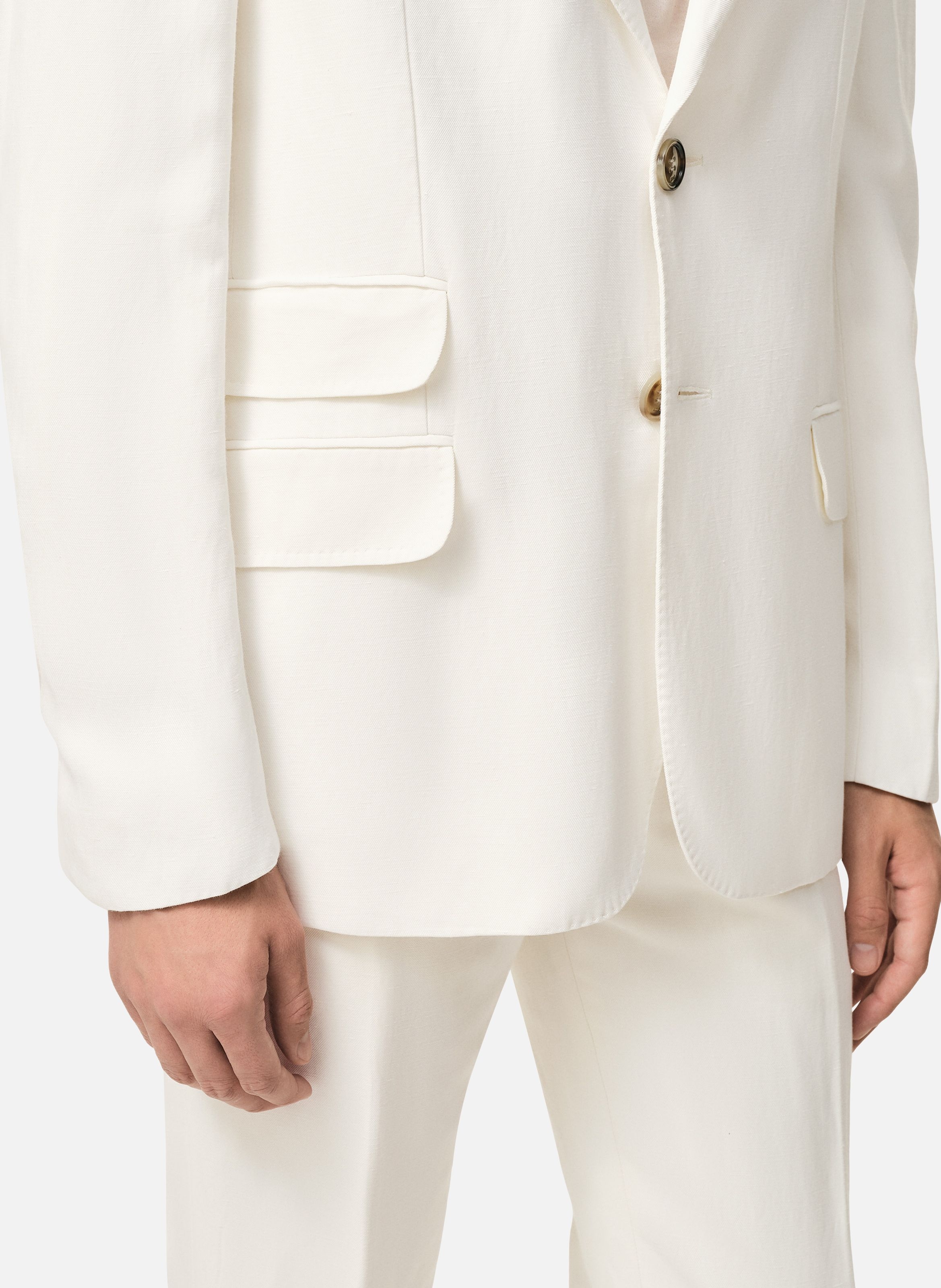 Veste droite simple boutonnage en lin mélangé AMI PARIS Blanc