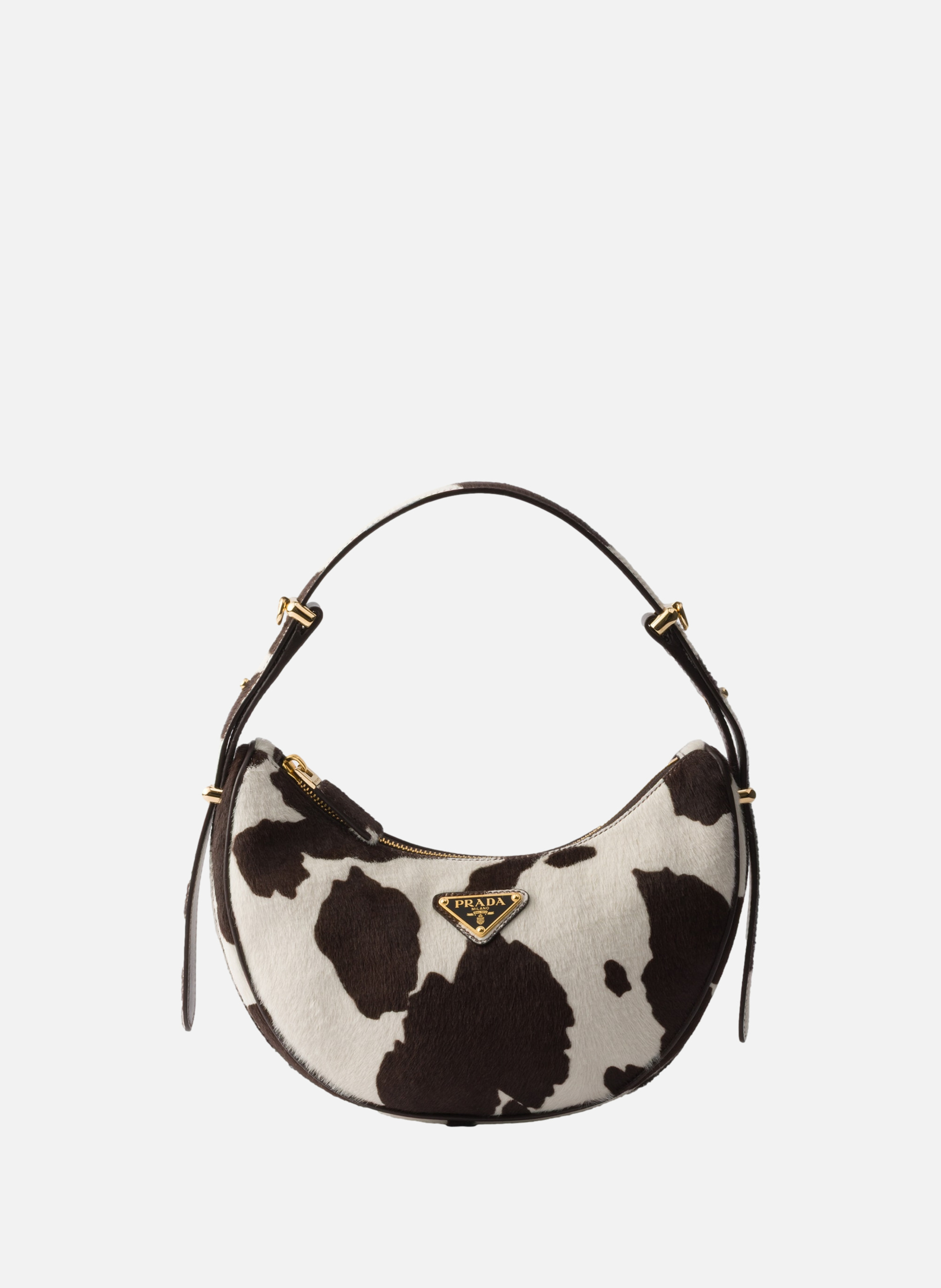 Mini sac porté épaule en cuir imprimé prada arqué PRADA Blanc