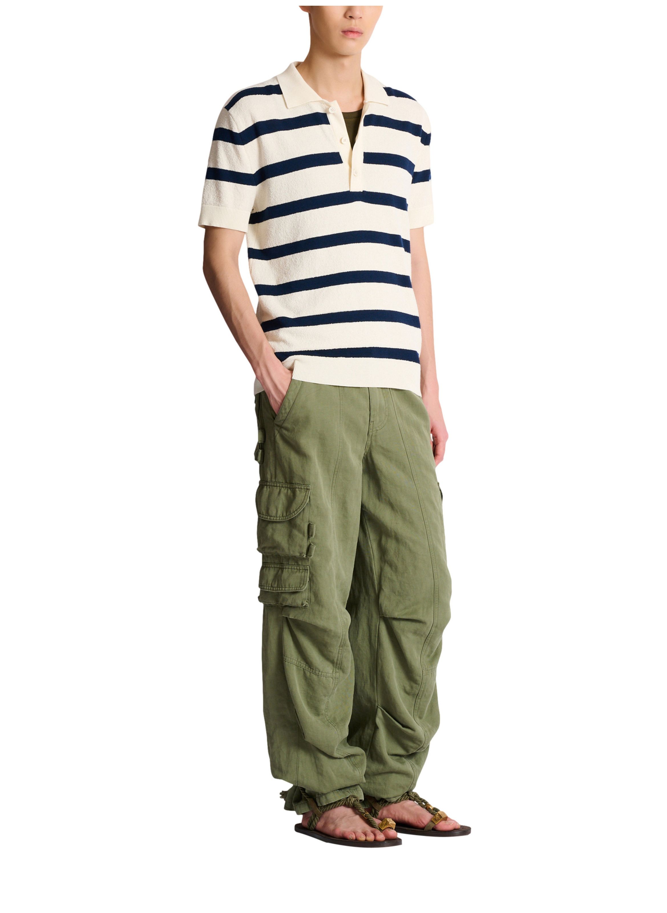Polo balmain marinière en coton BALMAIN Blanc