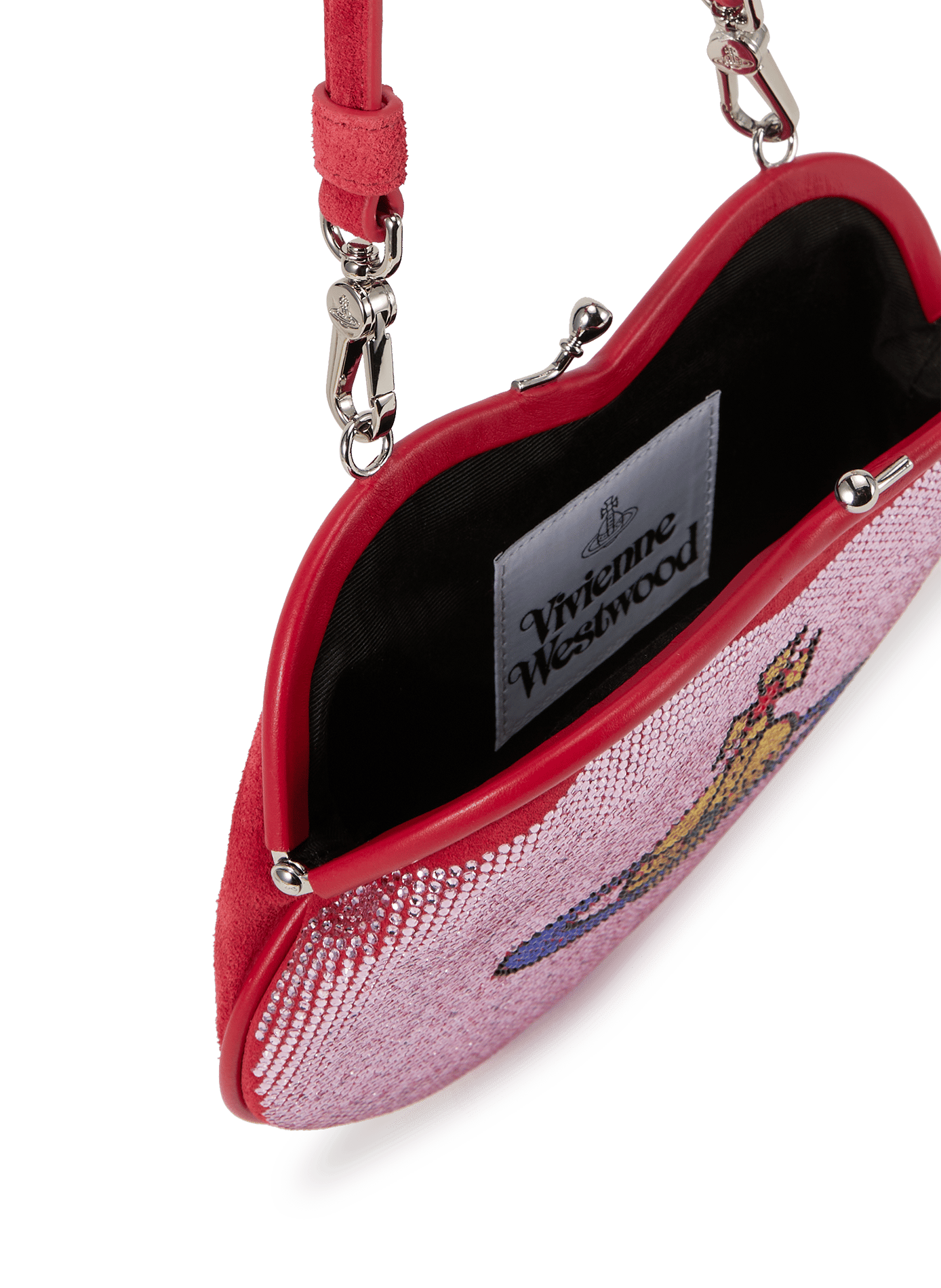 Pochette coeur à strass en cuir VIVIENNE WESTWOOD Rose