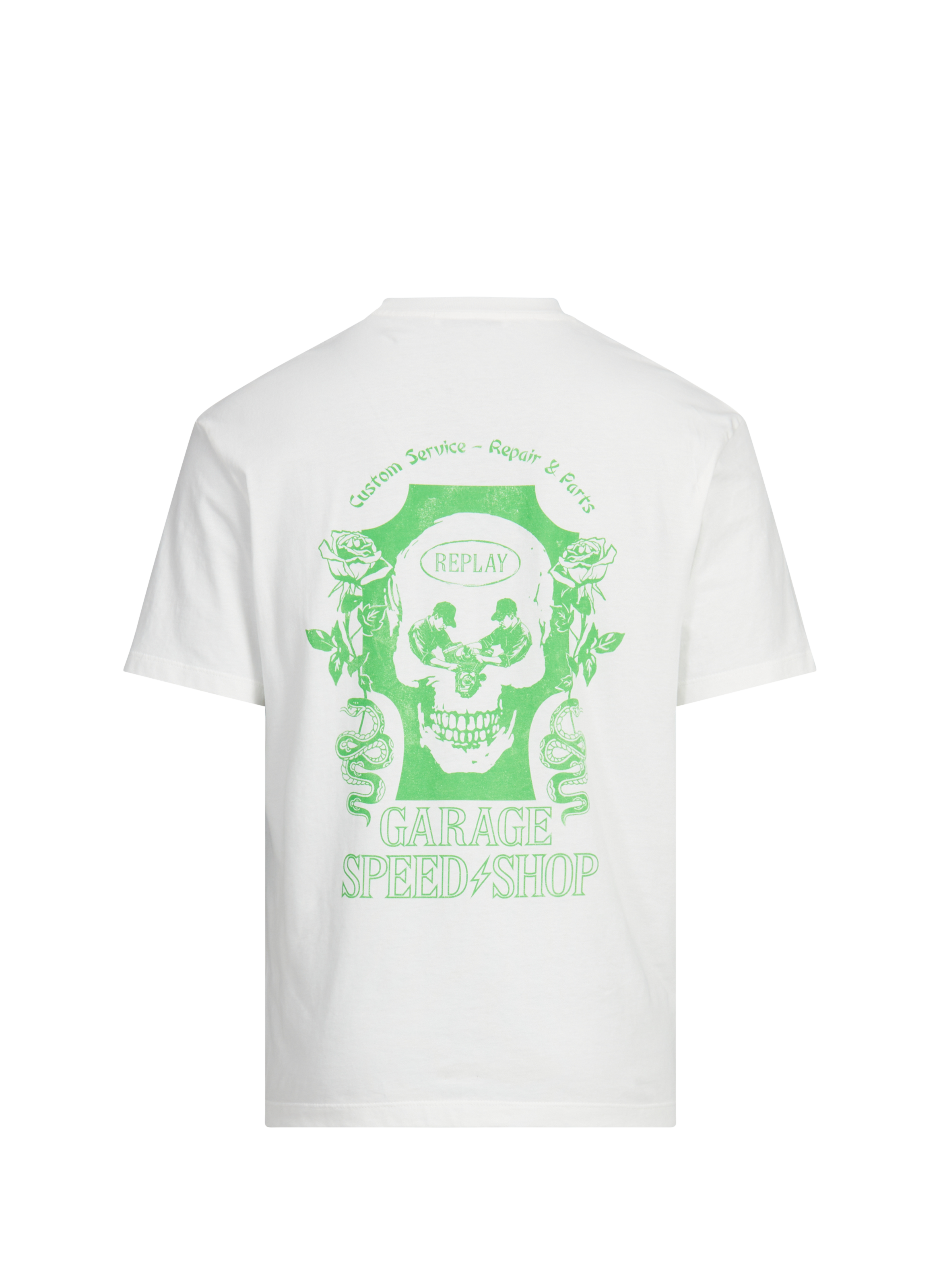 Biker-style cotton t-shirt REPLAY White