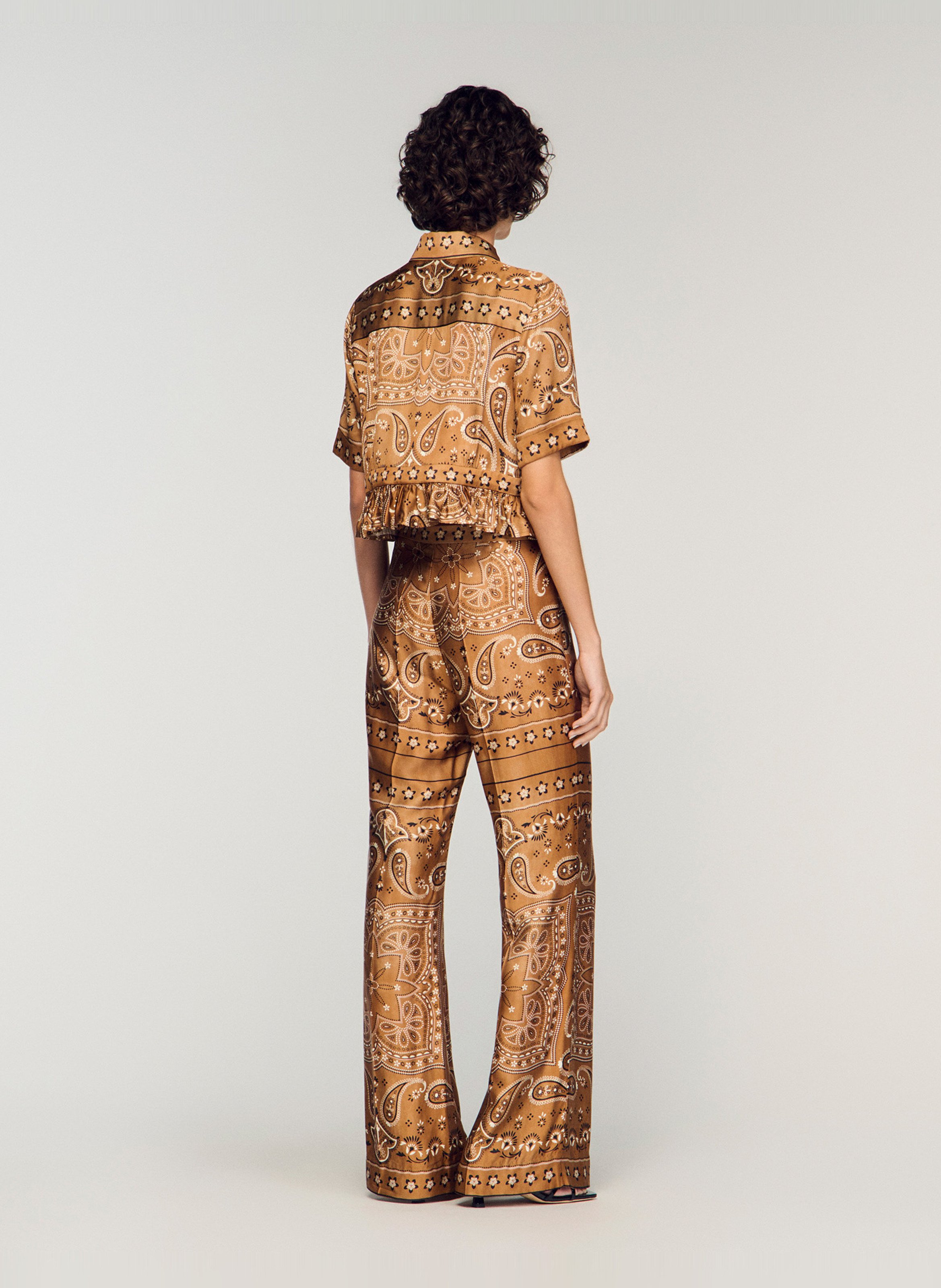 Chemise col chemise imprimée SANDRO Marron