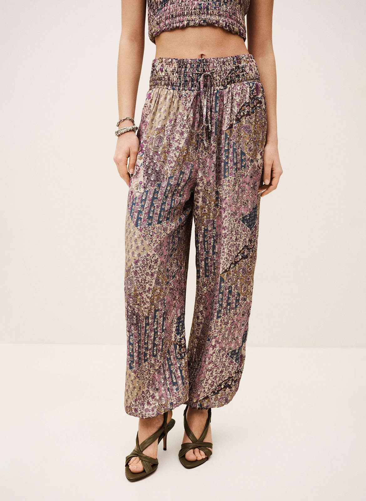 Pantalon large stretch imprimé parsy BA&SH Rose