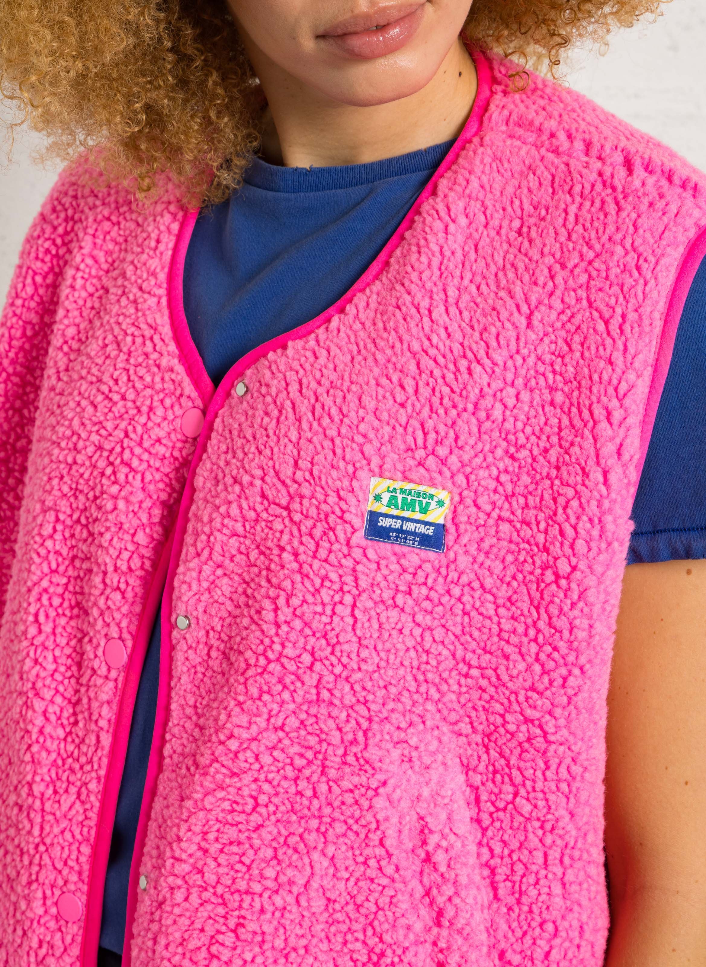 Gilet col rond molletonné sans manches hoktown AMERICAN VINTAGE Rose