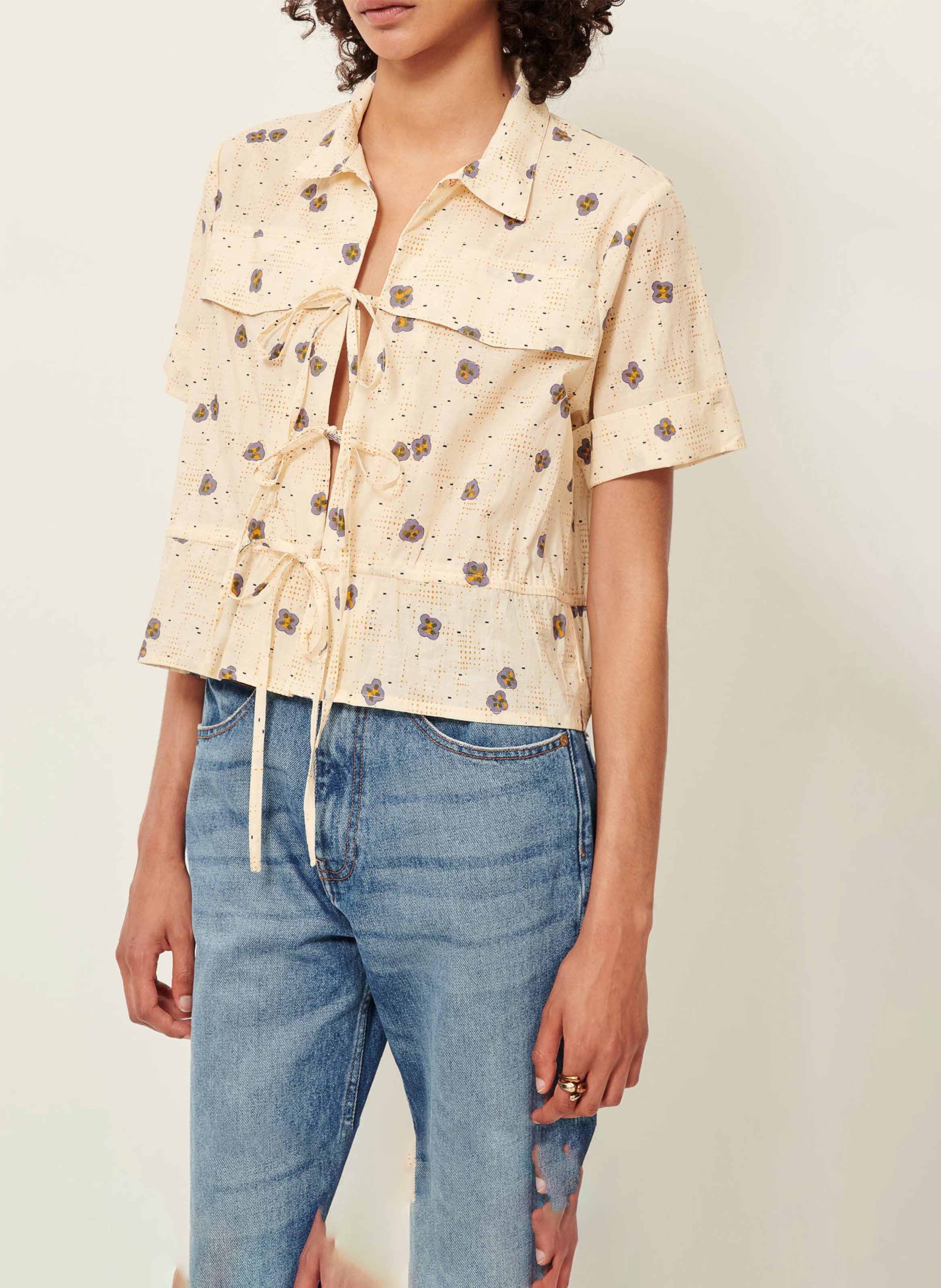 Chemise droite col classique en coton imprimé chiavari SESSUN Multicolore