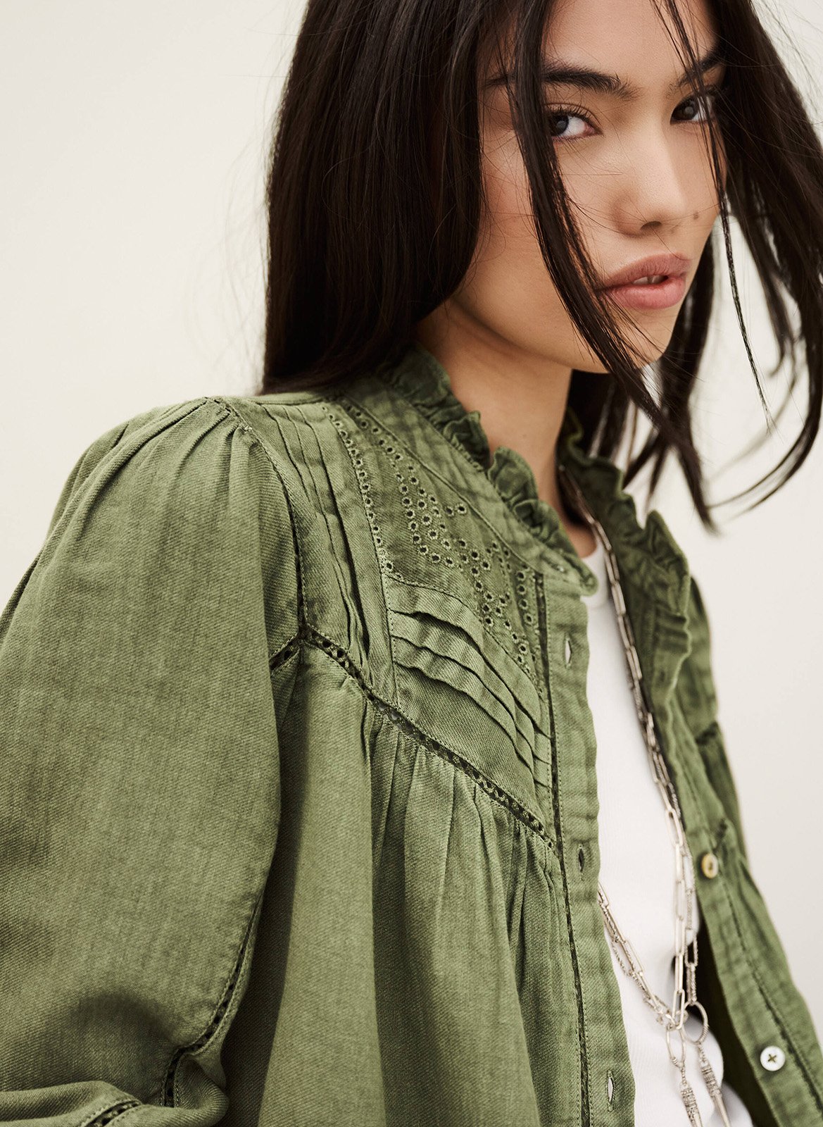 Chemise col rond gilda BA&SH Kaki