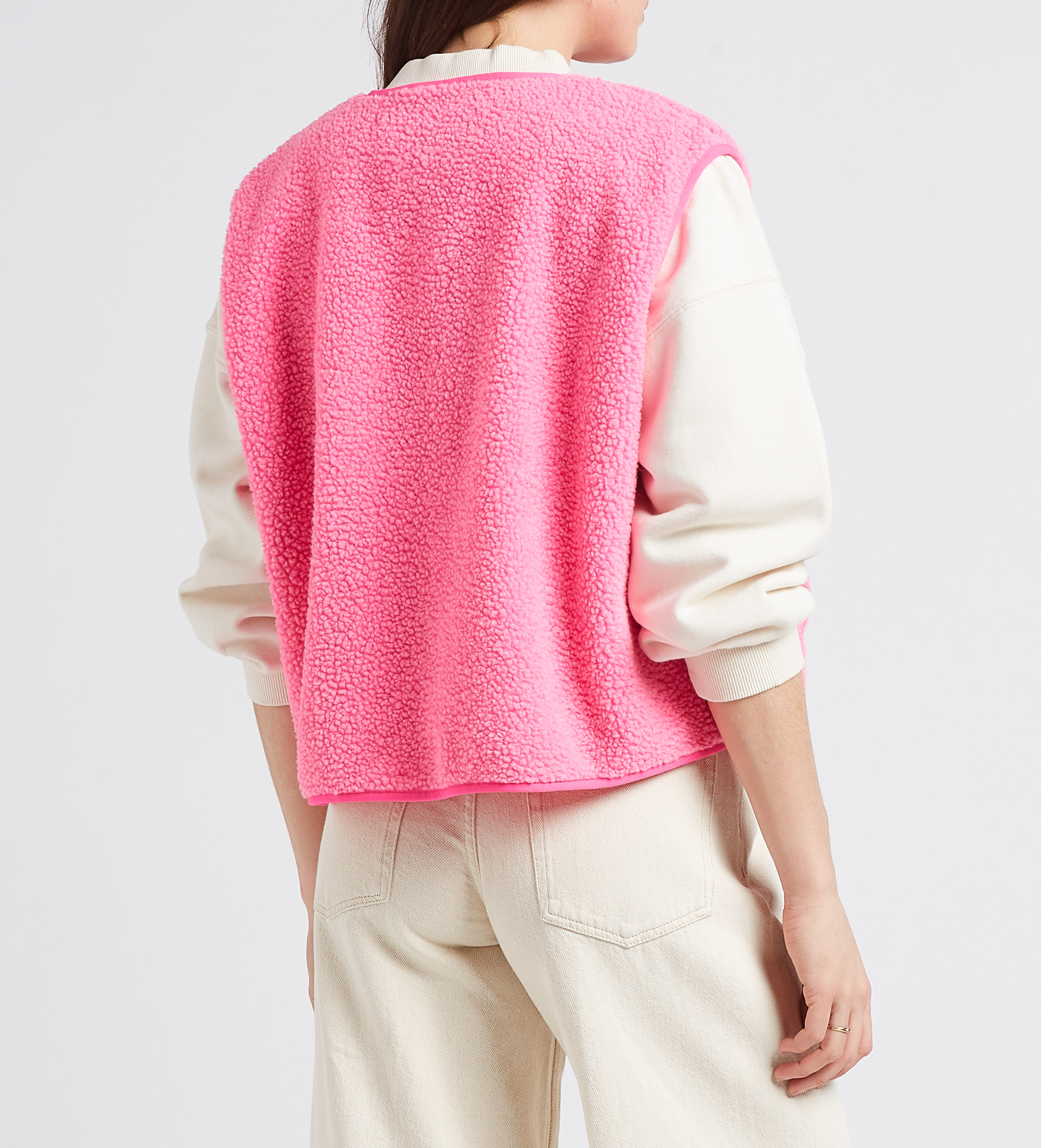 Gilet col rond molletonné sans manches hoktown AMERICAN VINTAGE Rose