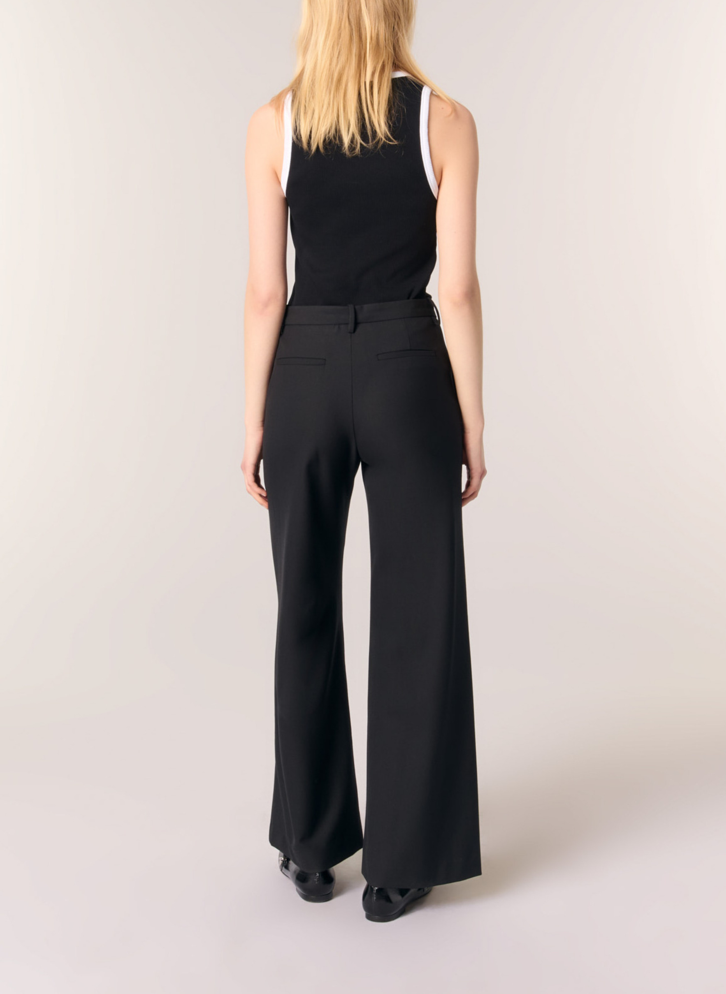 Pantalon flare en laine mélangée MAJE Noir