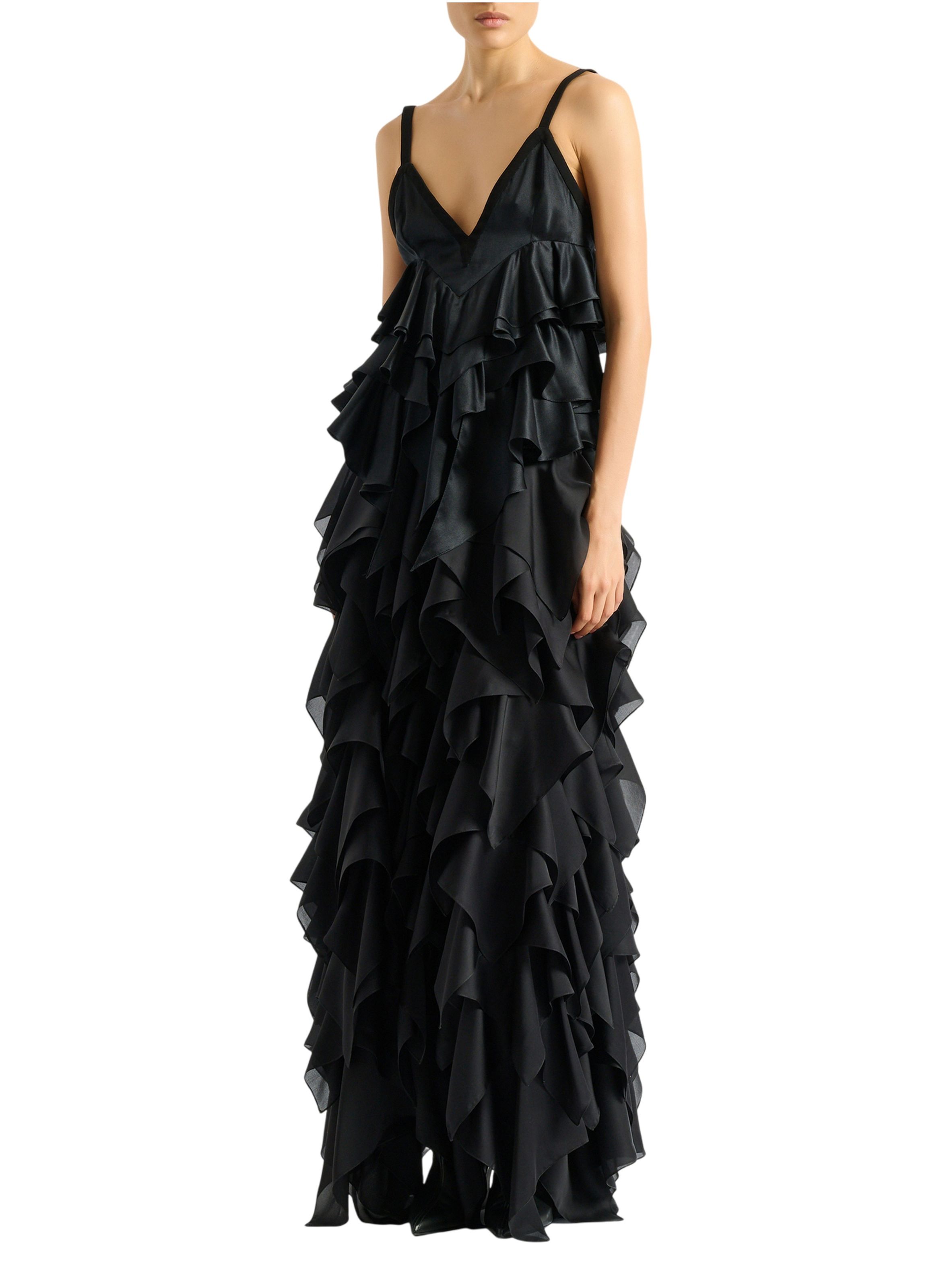 Top à fines bretelles en satin BALMAIN Noir