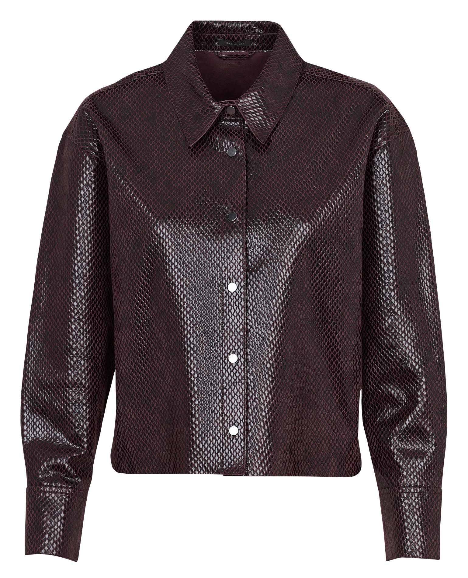 Veste droite col classique en cuir IKKS Violet