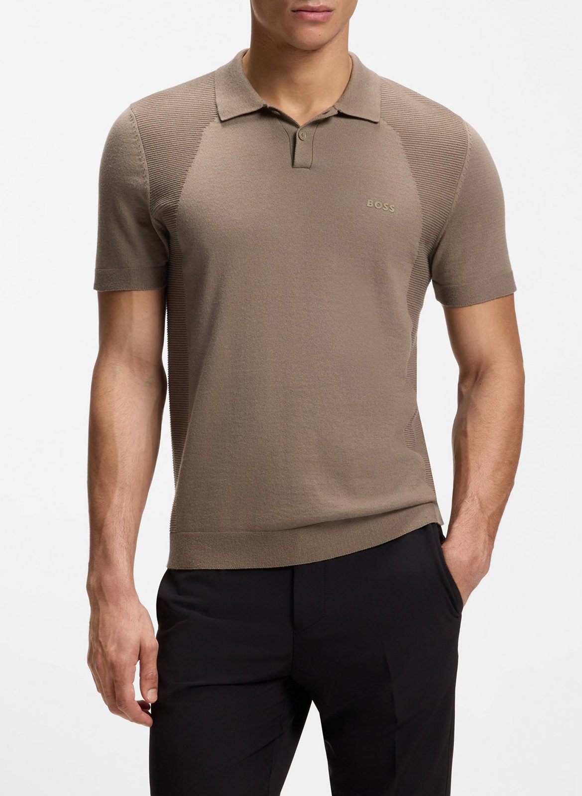 Polo droit en coton mélangé BOSS Kaki