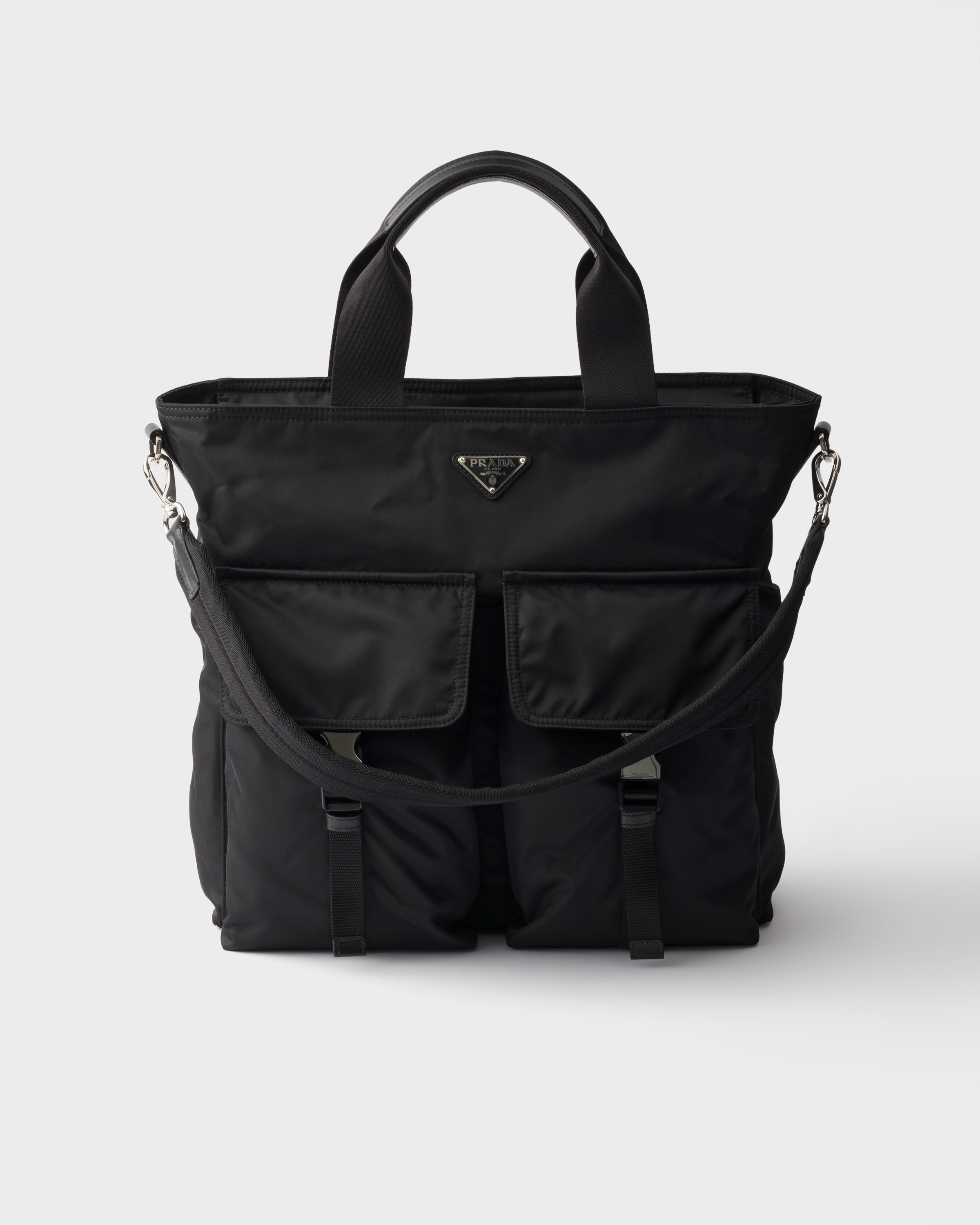 Sac cabas prada explore en re-nylon et cuir PRADA Noir