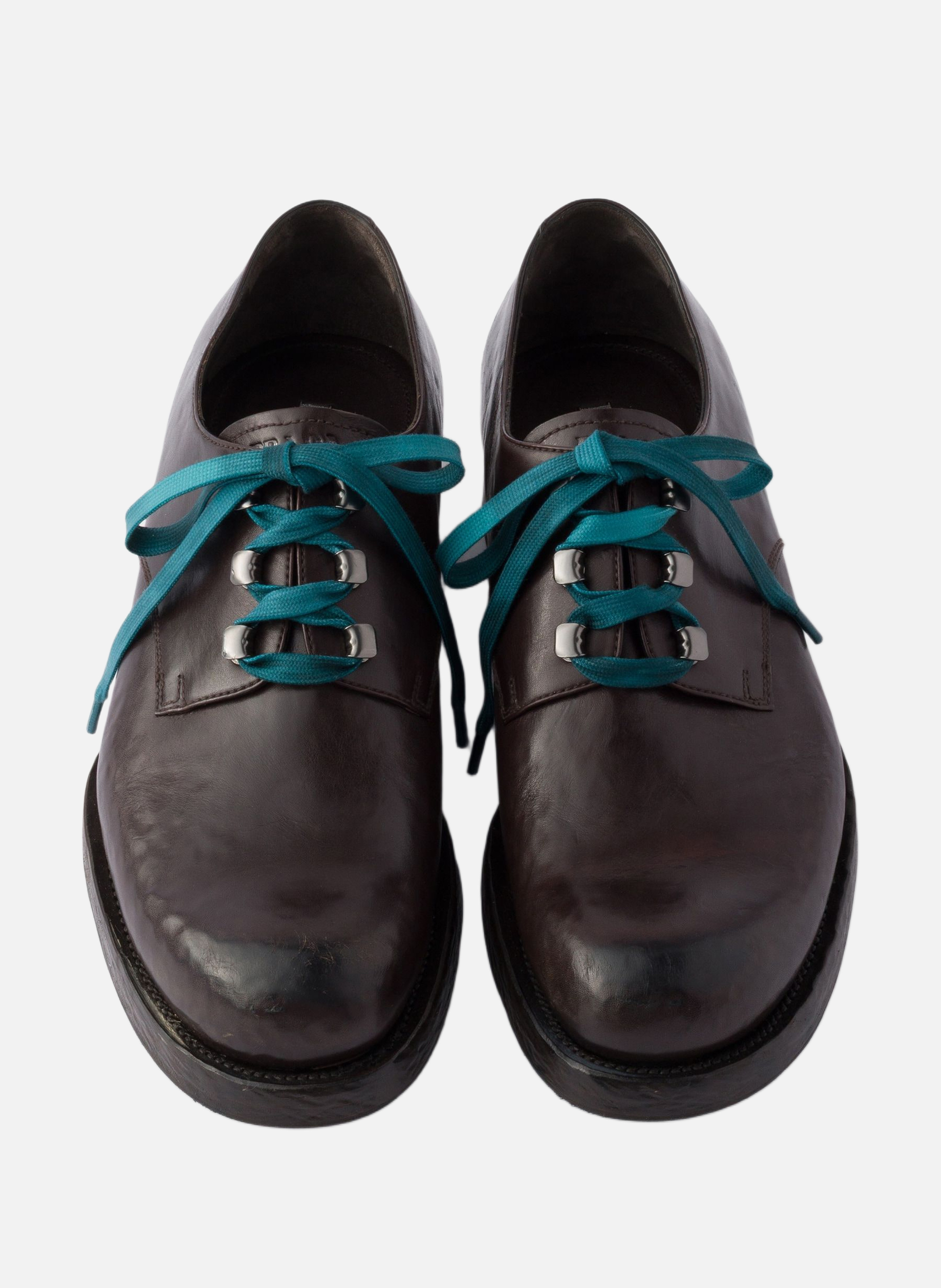 Chaussures à lacets en cuir vieilli PRADA Marron