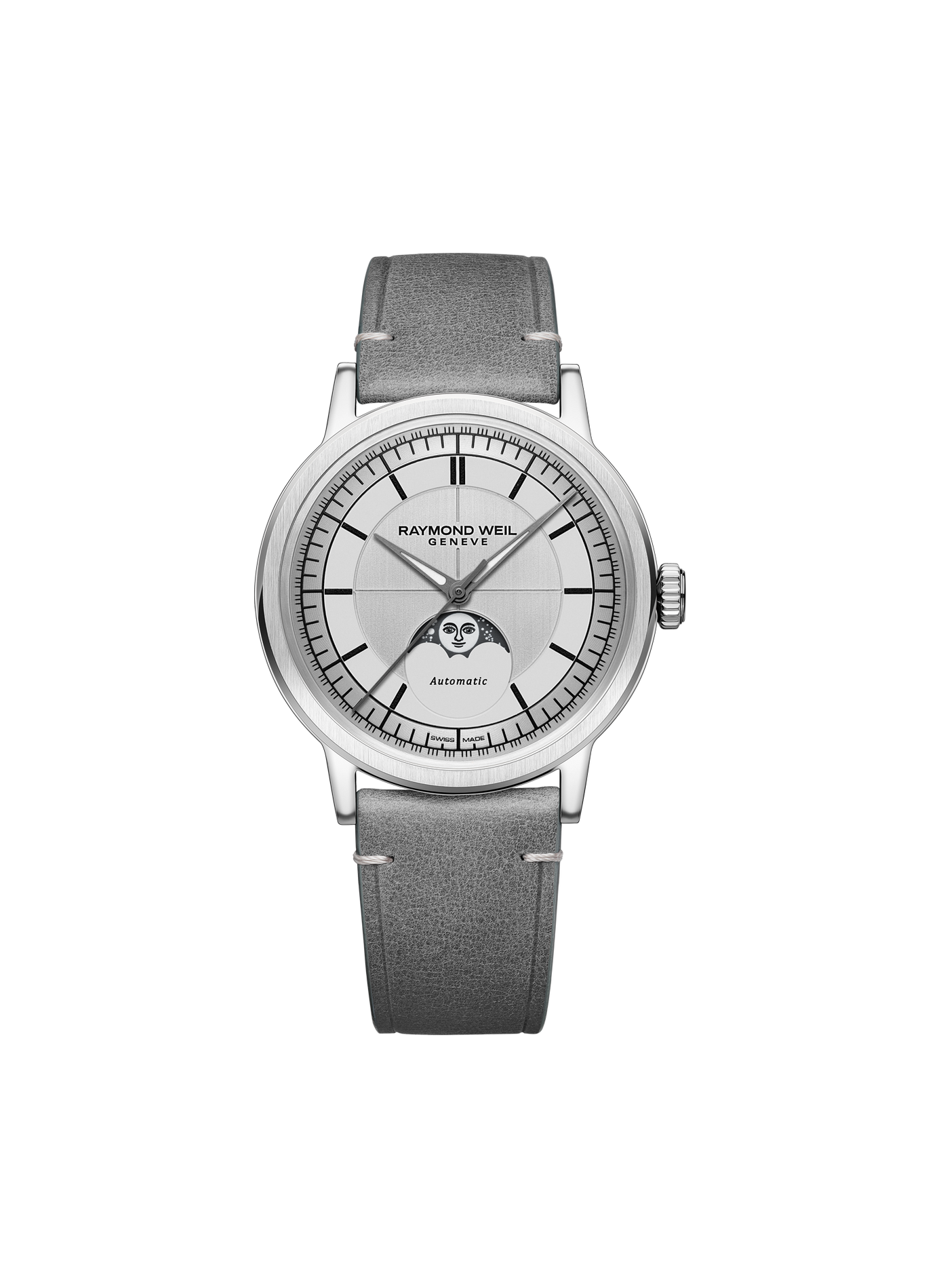 Montre automatique Millesime Phase de lune en cuir RAYMOND WEIL Argent