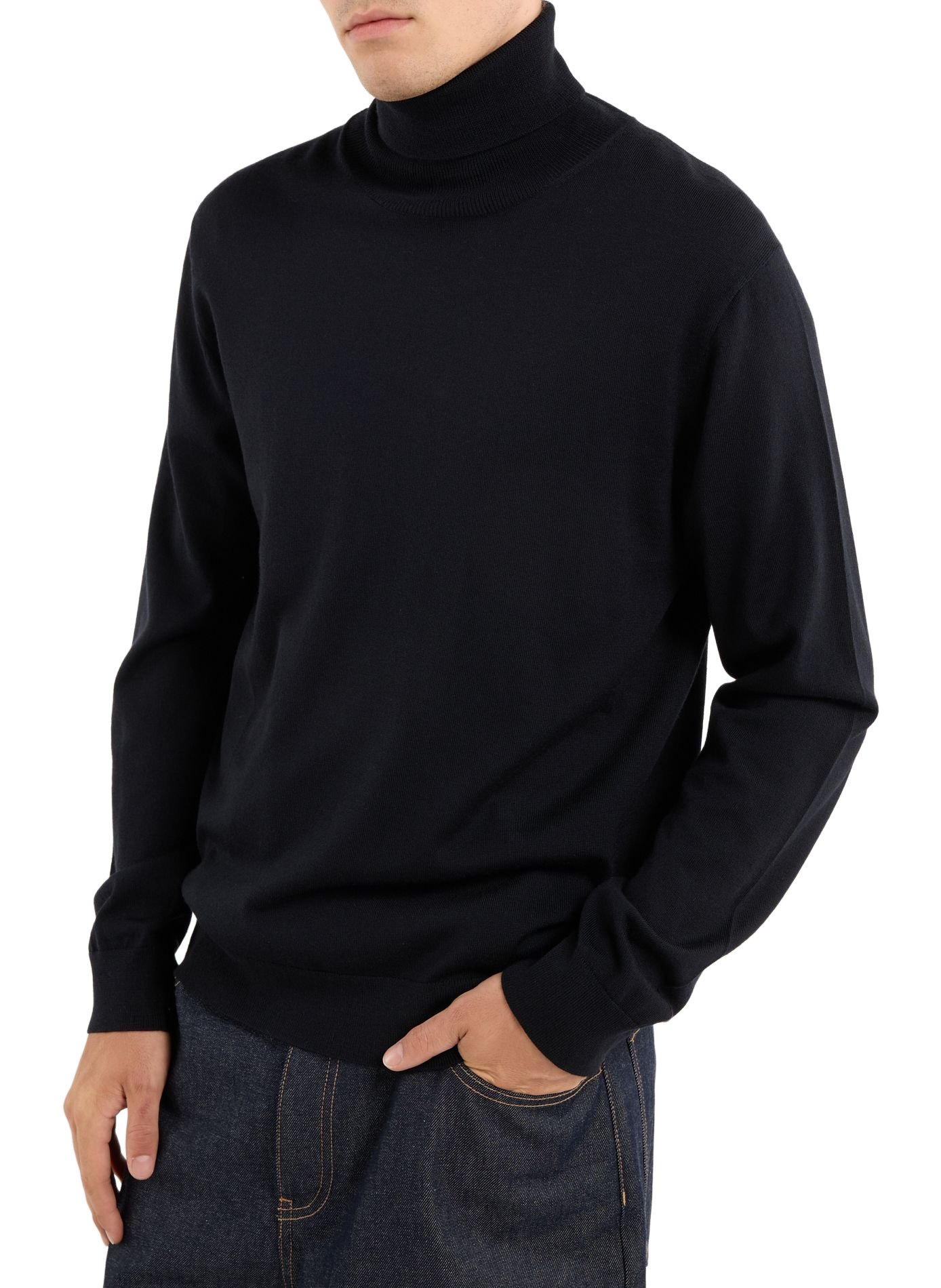 Merino wool turtleneck jumper | Blue SAISON 1865 Men
