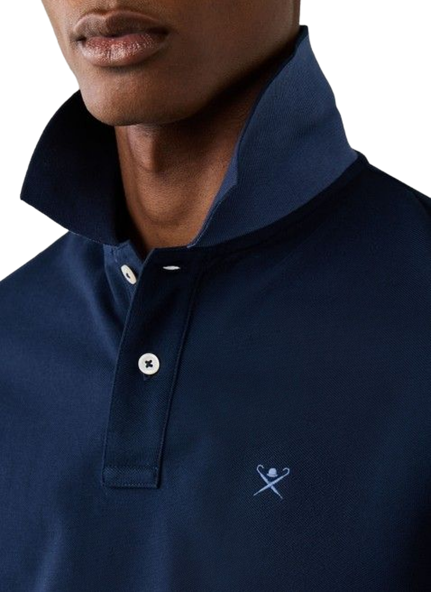 Polo droit à logo brodé en coton HACKETT Bleu