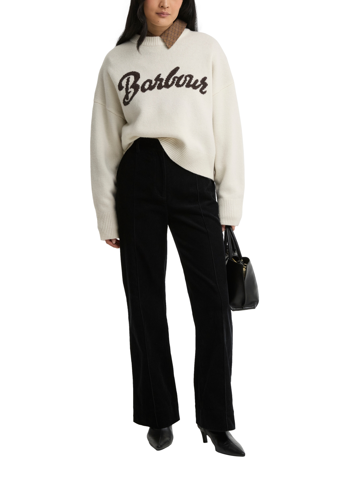 Pull col rond en laine BARBOUR Beige