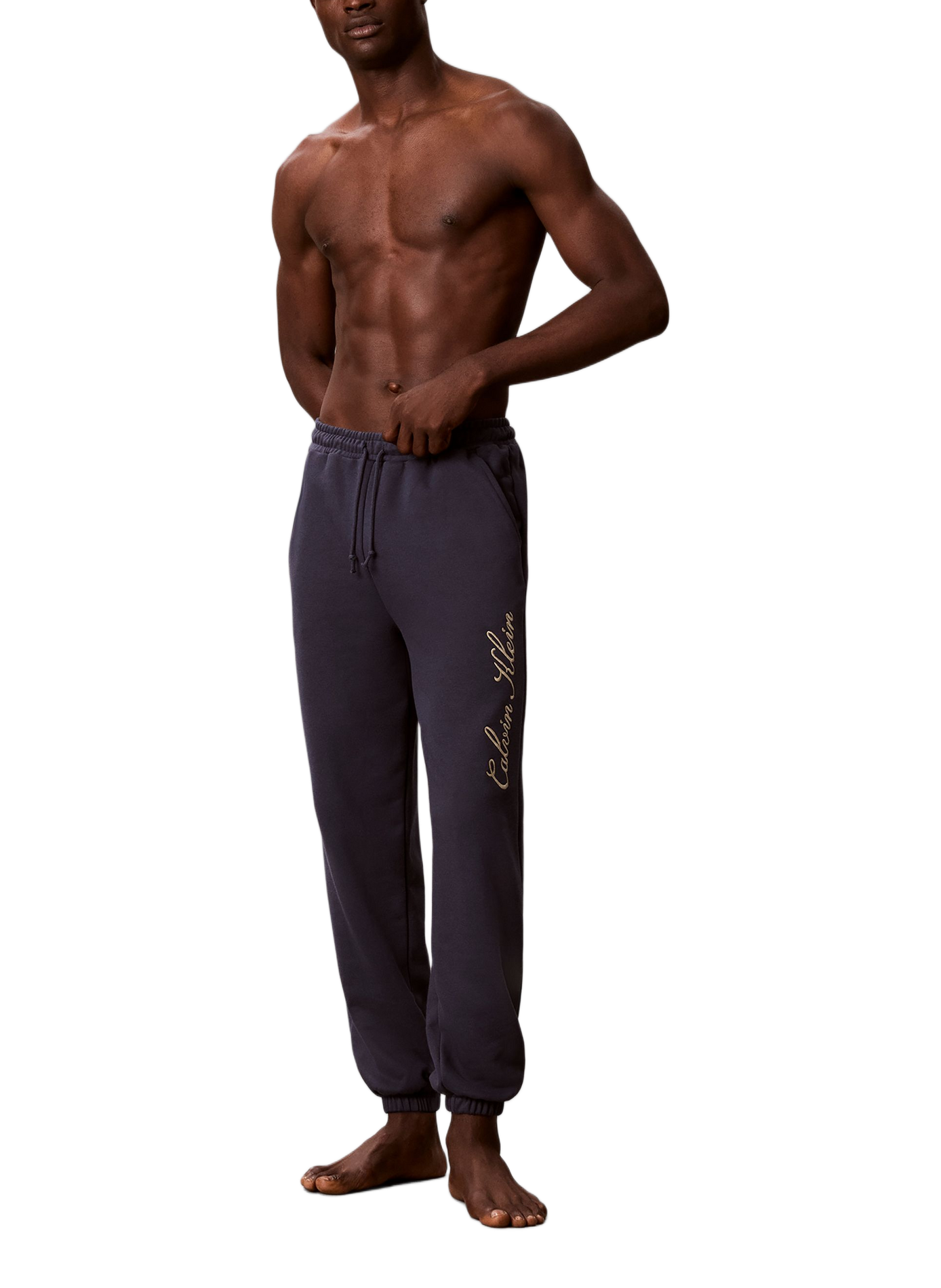 Pantalon de survêtement à logo en coton mélangé CALVIN KLEIN Bleu