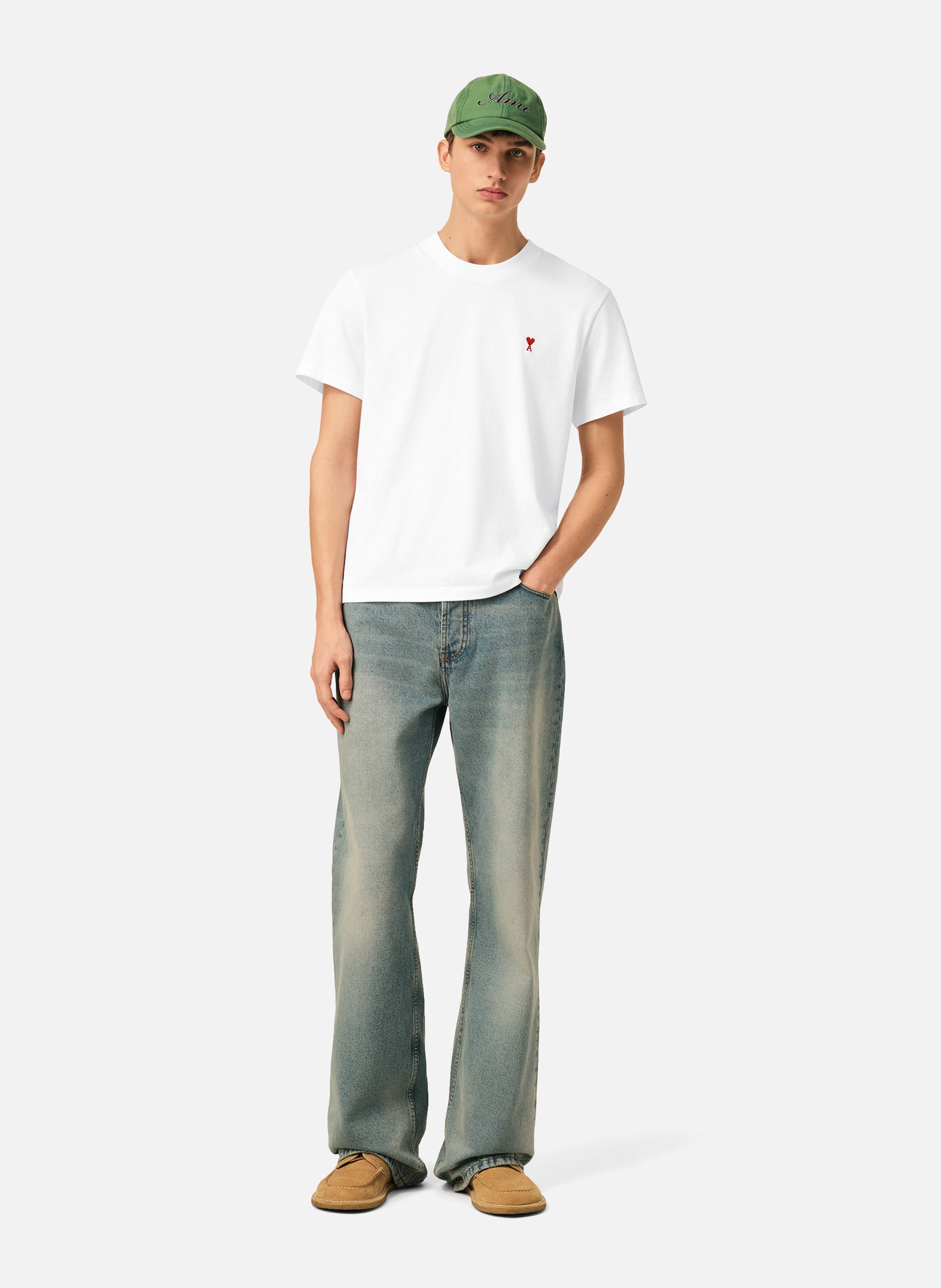 T-shirt ami de coeur rouge unisexe AMI PARIS Blanc