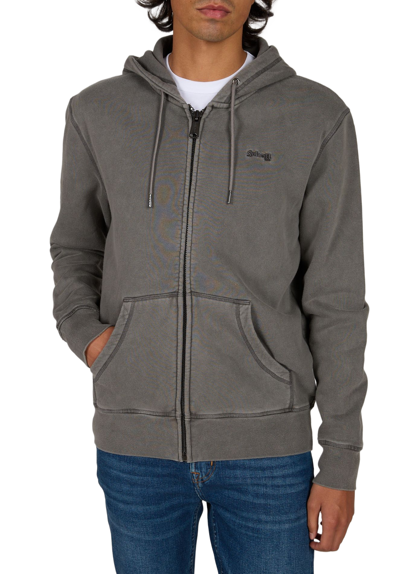 Sweat à capuche en coton SCHOTT Gris