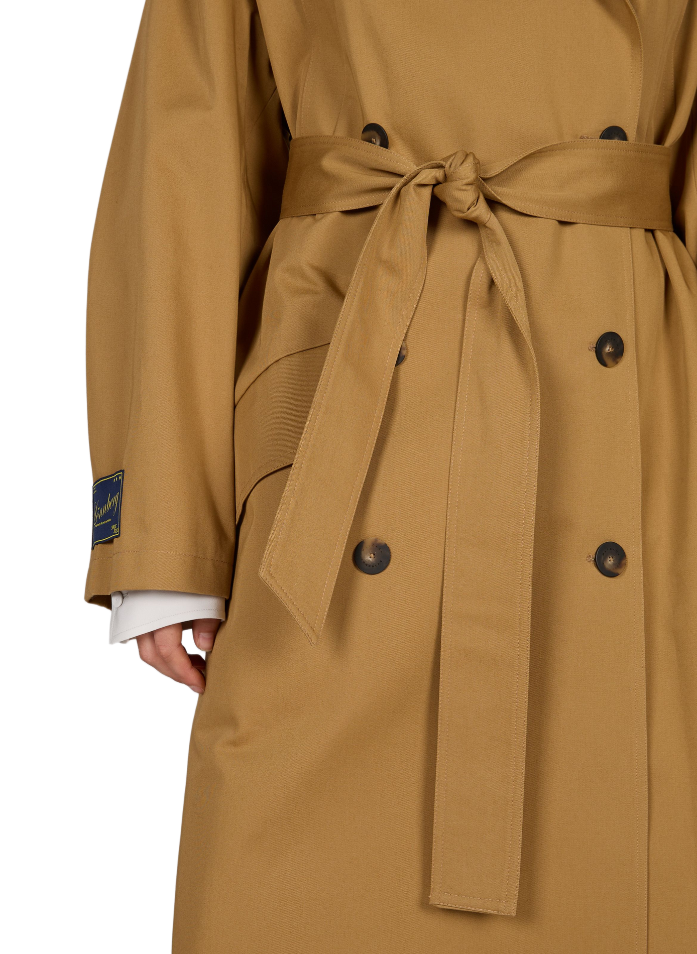 Langer einfarbiger Baumwoll-Trenchcoat MARGAUX LONNBERG Beige